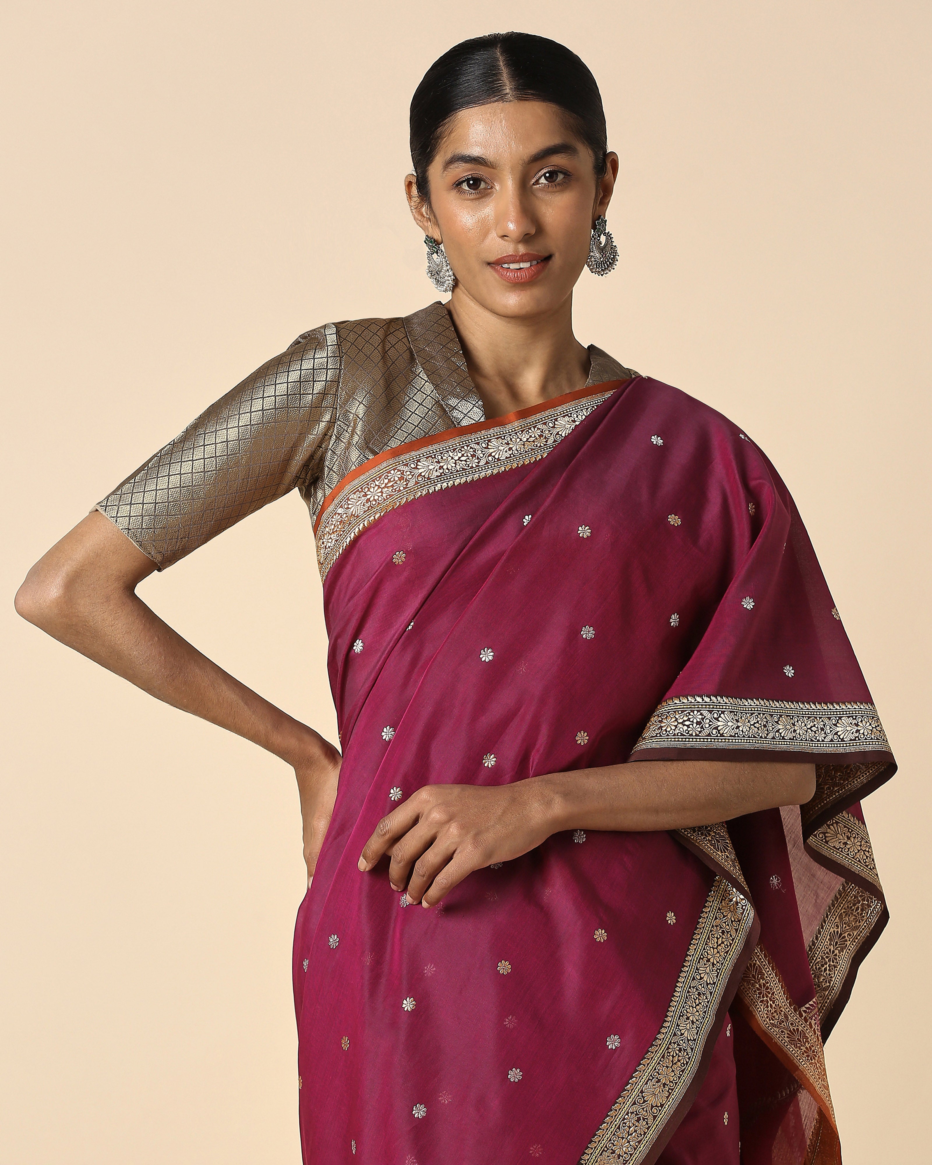 Acala Banarasi Kadwa Cotton Saree