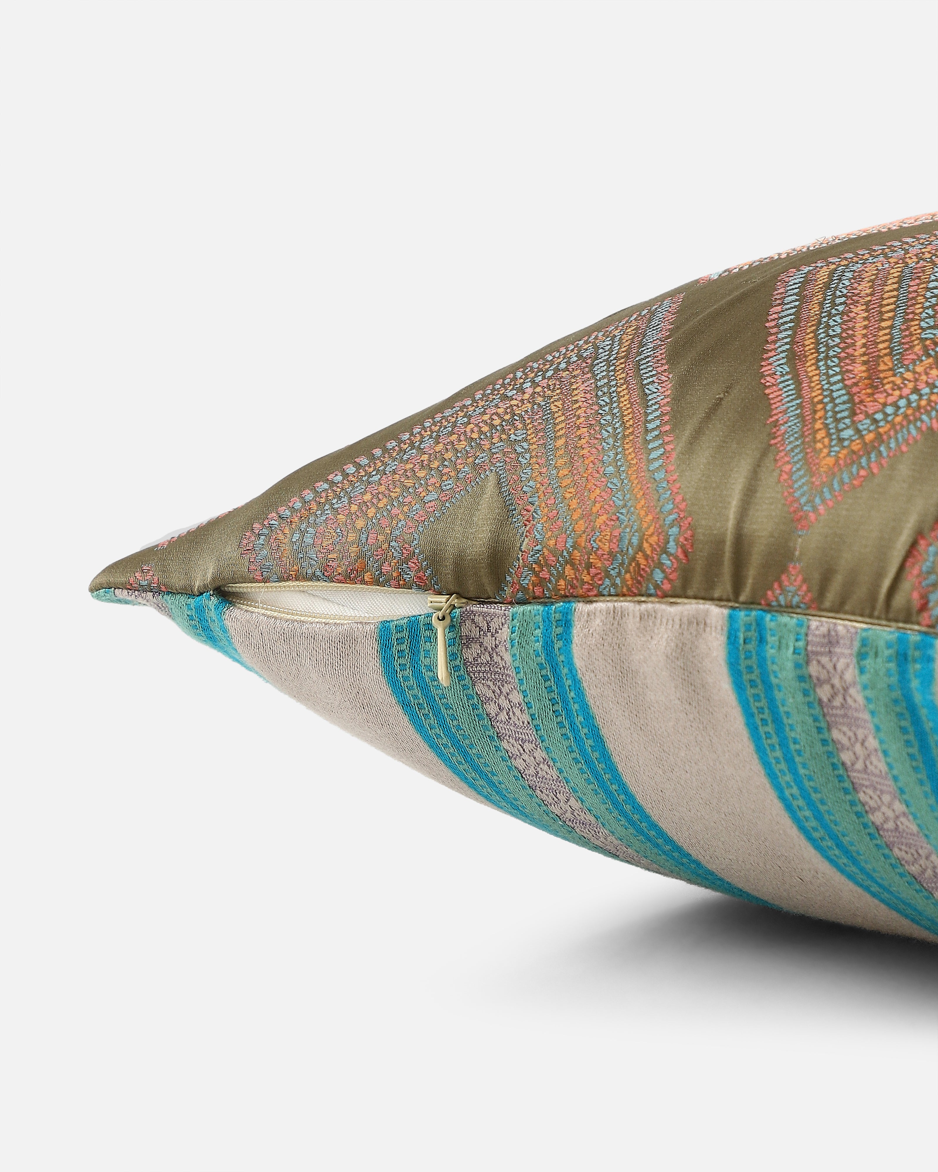 Anurag Bhujodi Mashru Viscose Cotton Cushion Cover