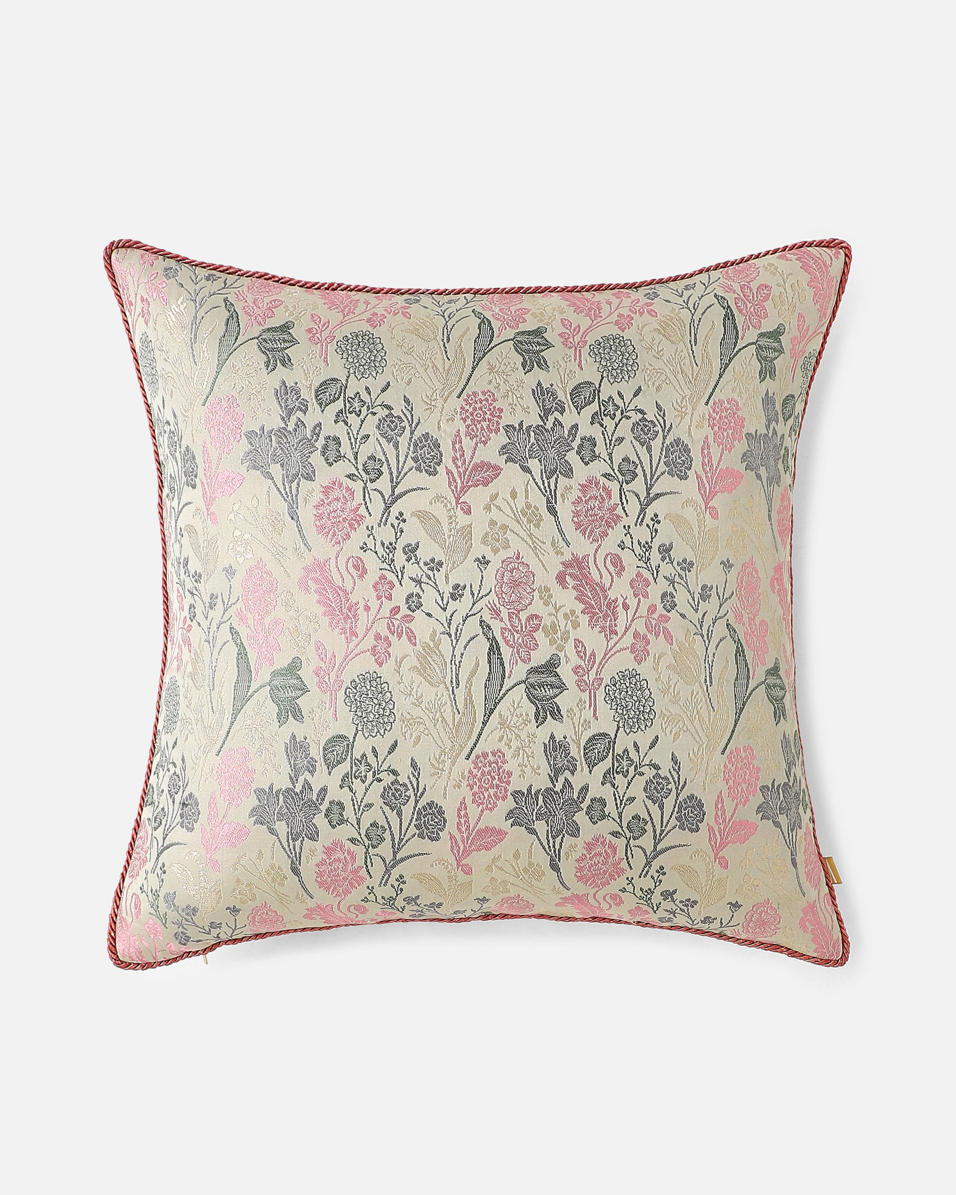 Kaara Banarasi Satin Brocade Silk Viscose Cushion Cover