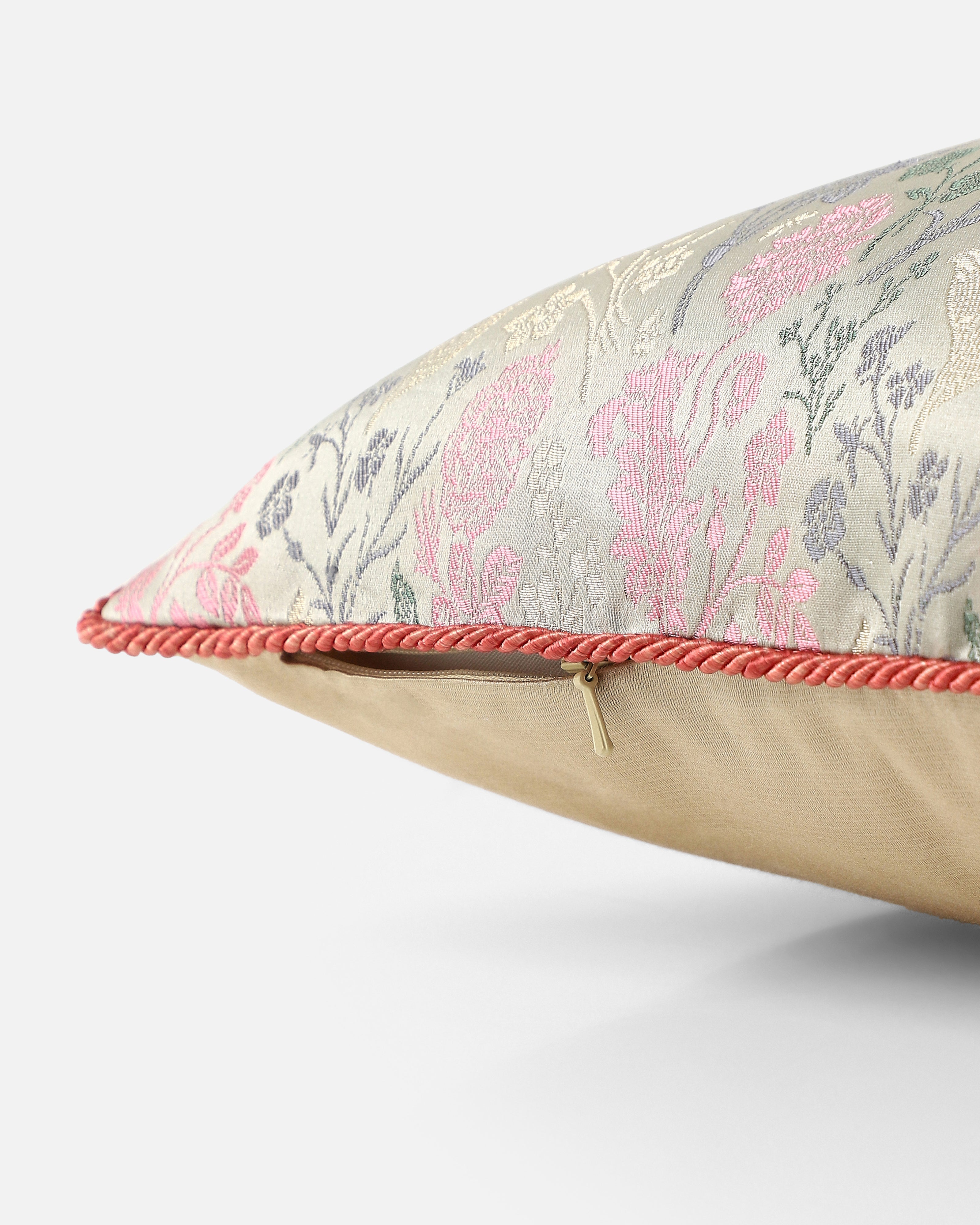 Kaara Banarasi Satin Brocade Silk Viscose Cushion Cover