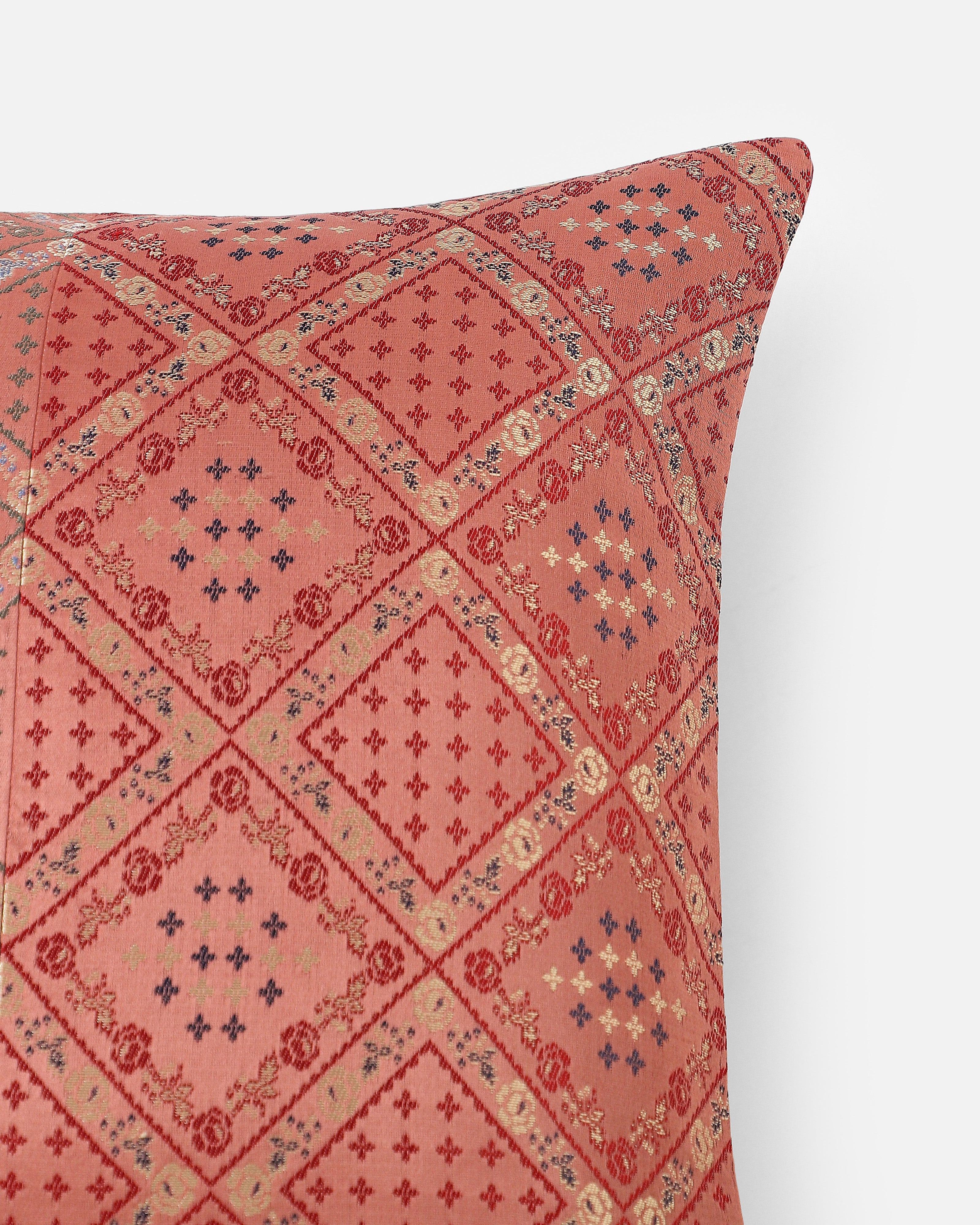 Nikeeta Banarasi Satin Brocade Silk Viscose Cushion Cover