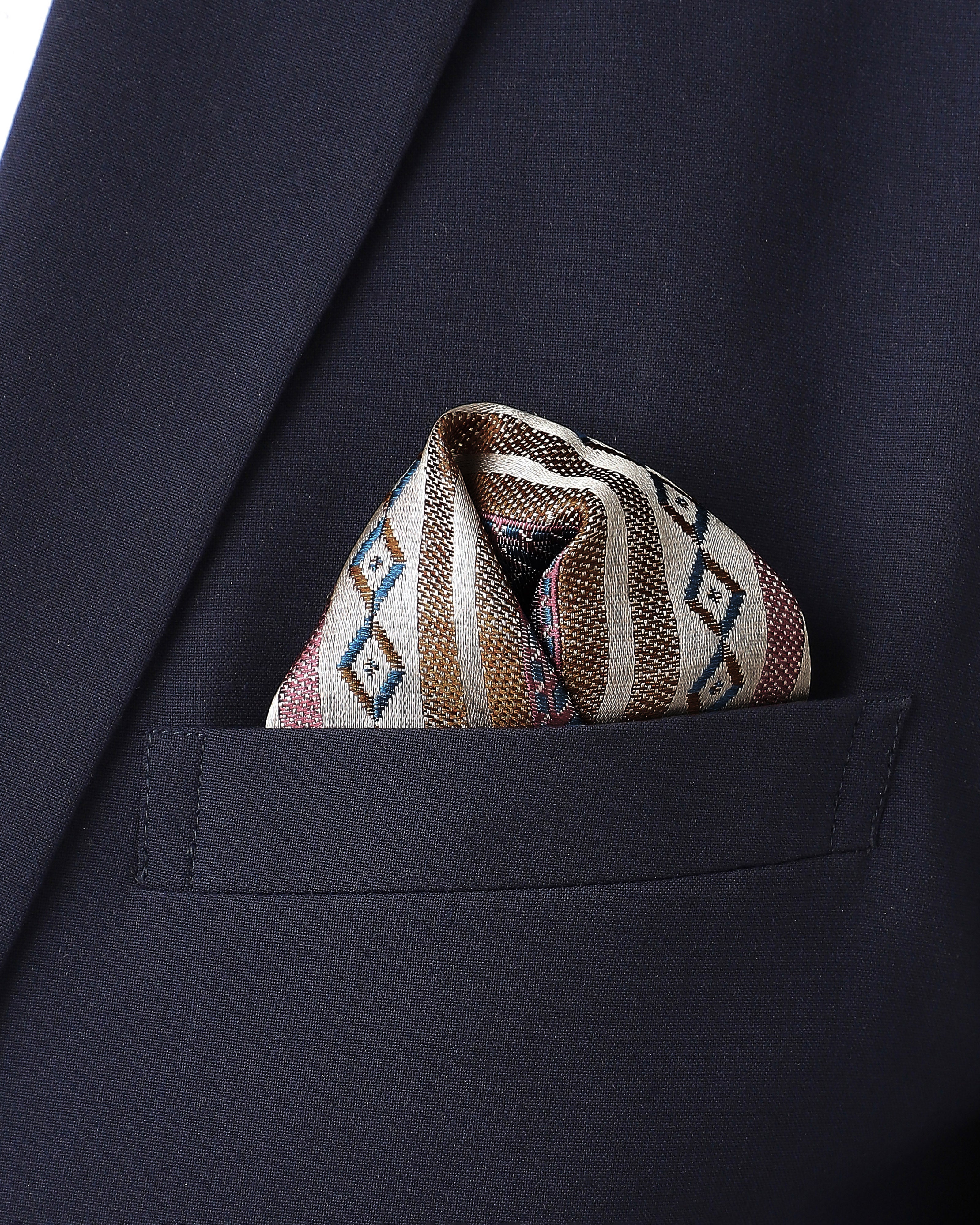 Jharokha Banarasi Tanchoi Silk Pocket Square