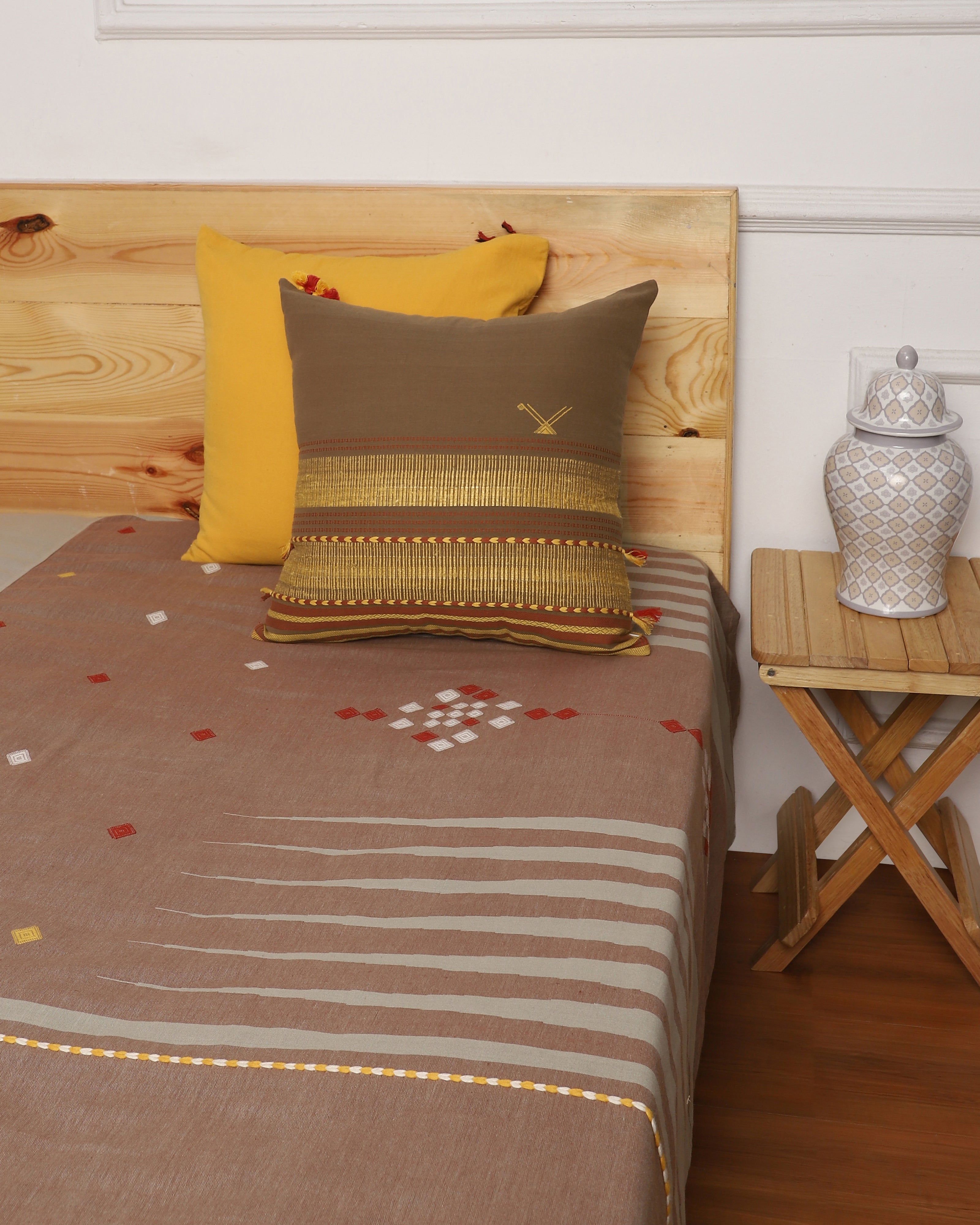 Aarohi Bhujodi Extra Weft Cotton Double Bed Cover