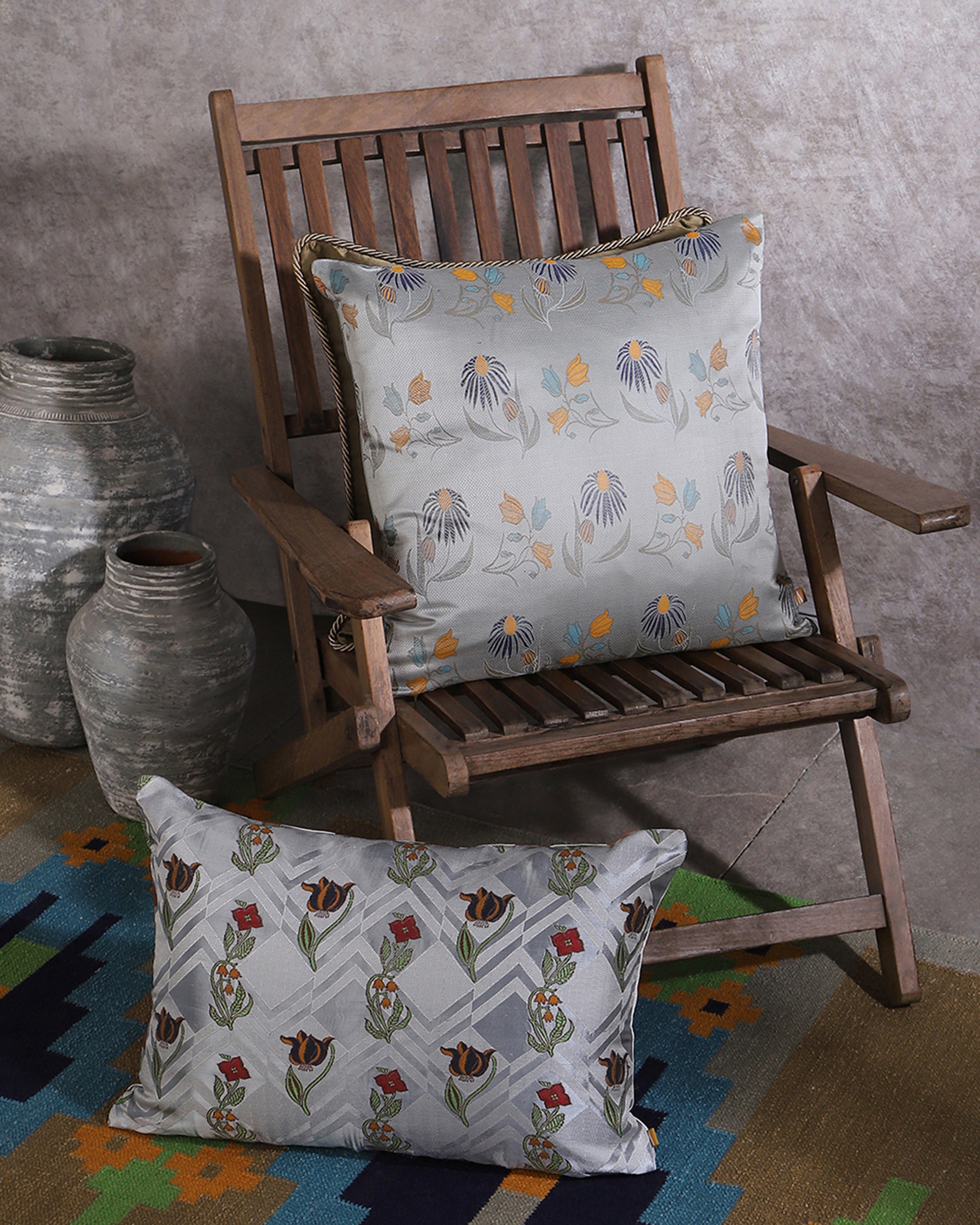 Camellia Banarasi Satin Brocade Silk Cushion Cover