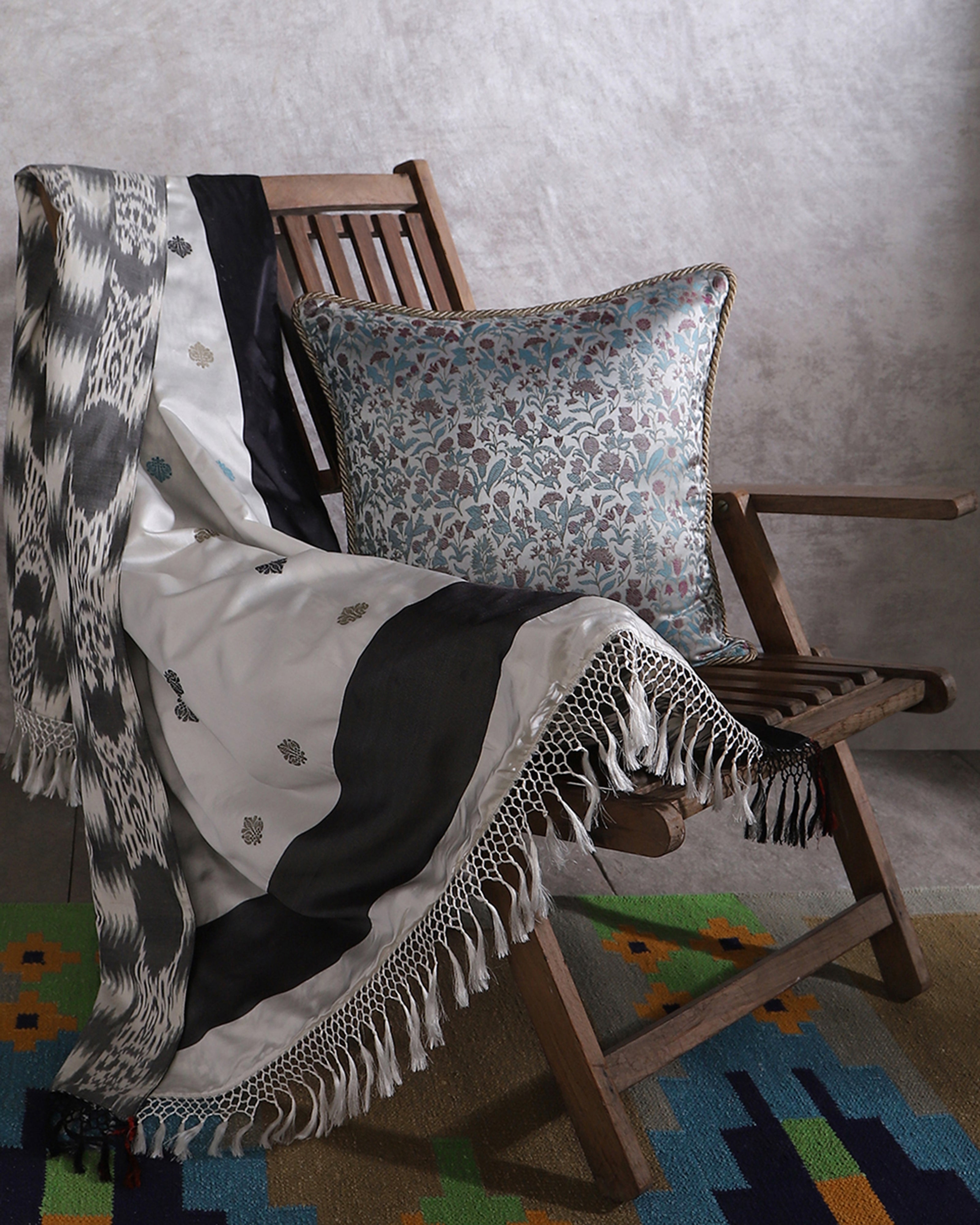 Garden Banarasi Tanchoi Silk Cushion Cover