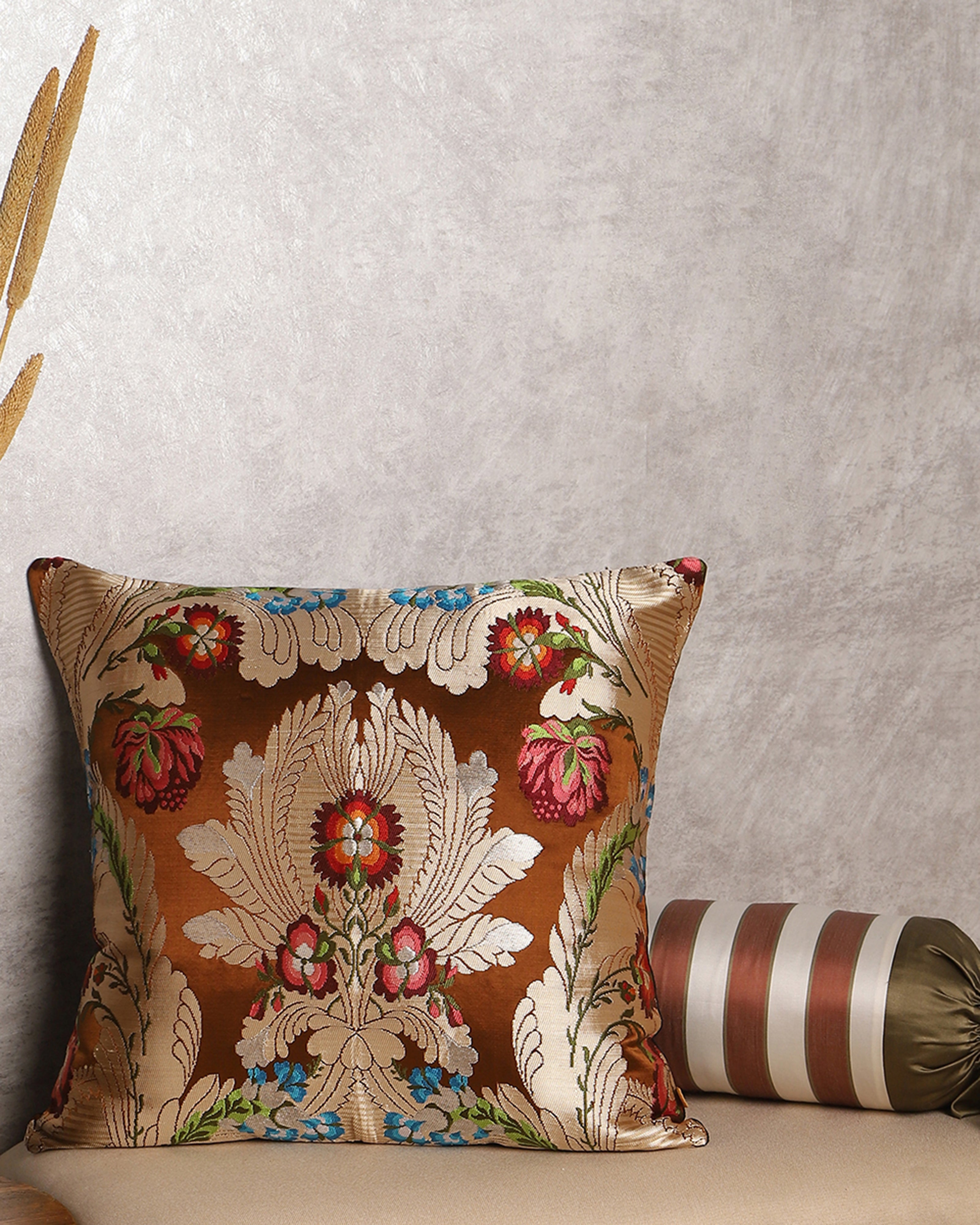 Ganta Banarasi Gyasar Silk Cushion Cover