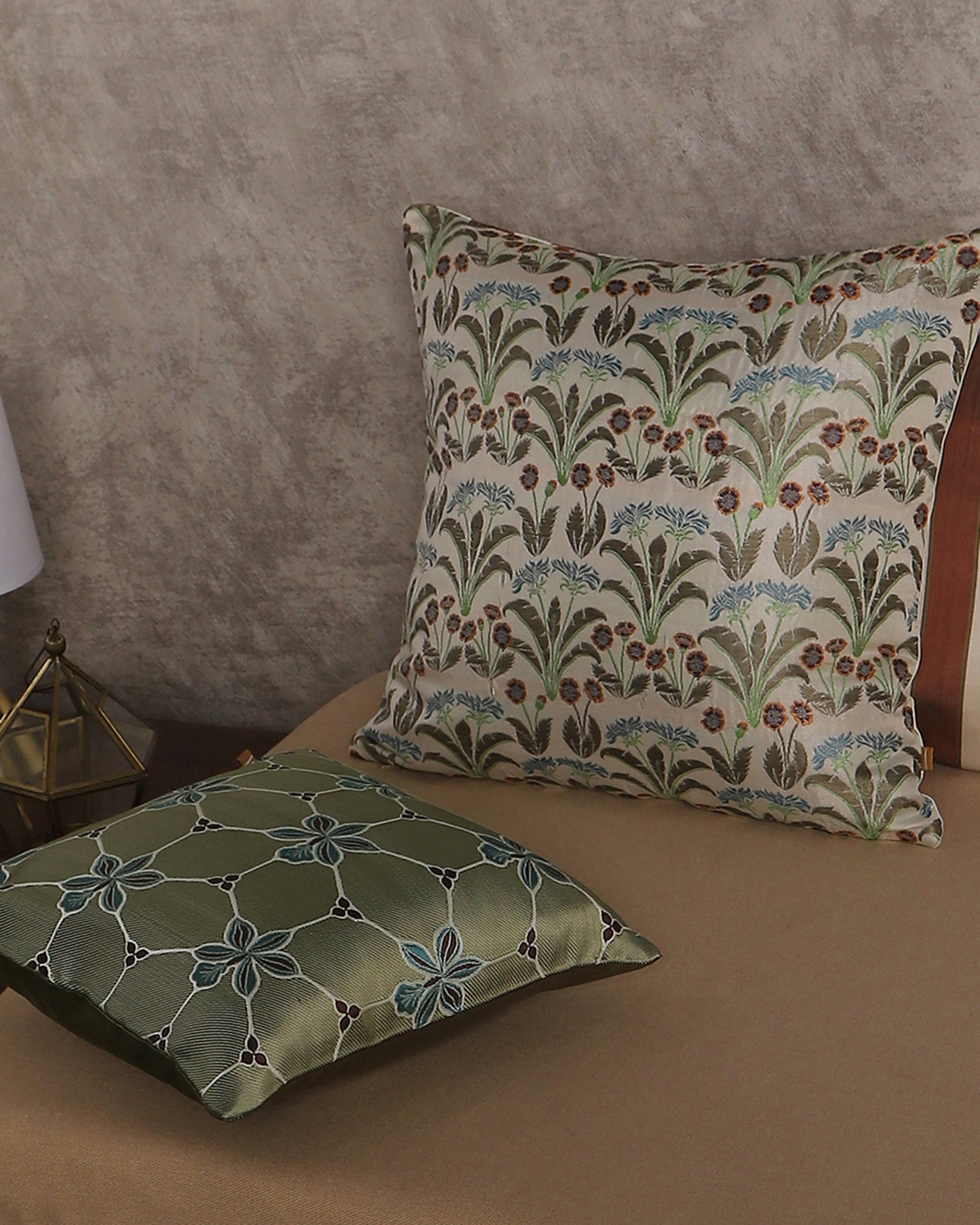 Genda Phool Banarasi Satin Brocade Silk Cushion Cover