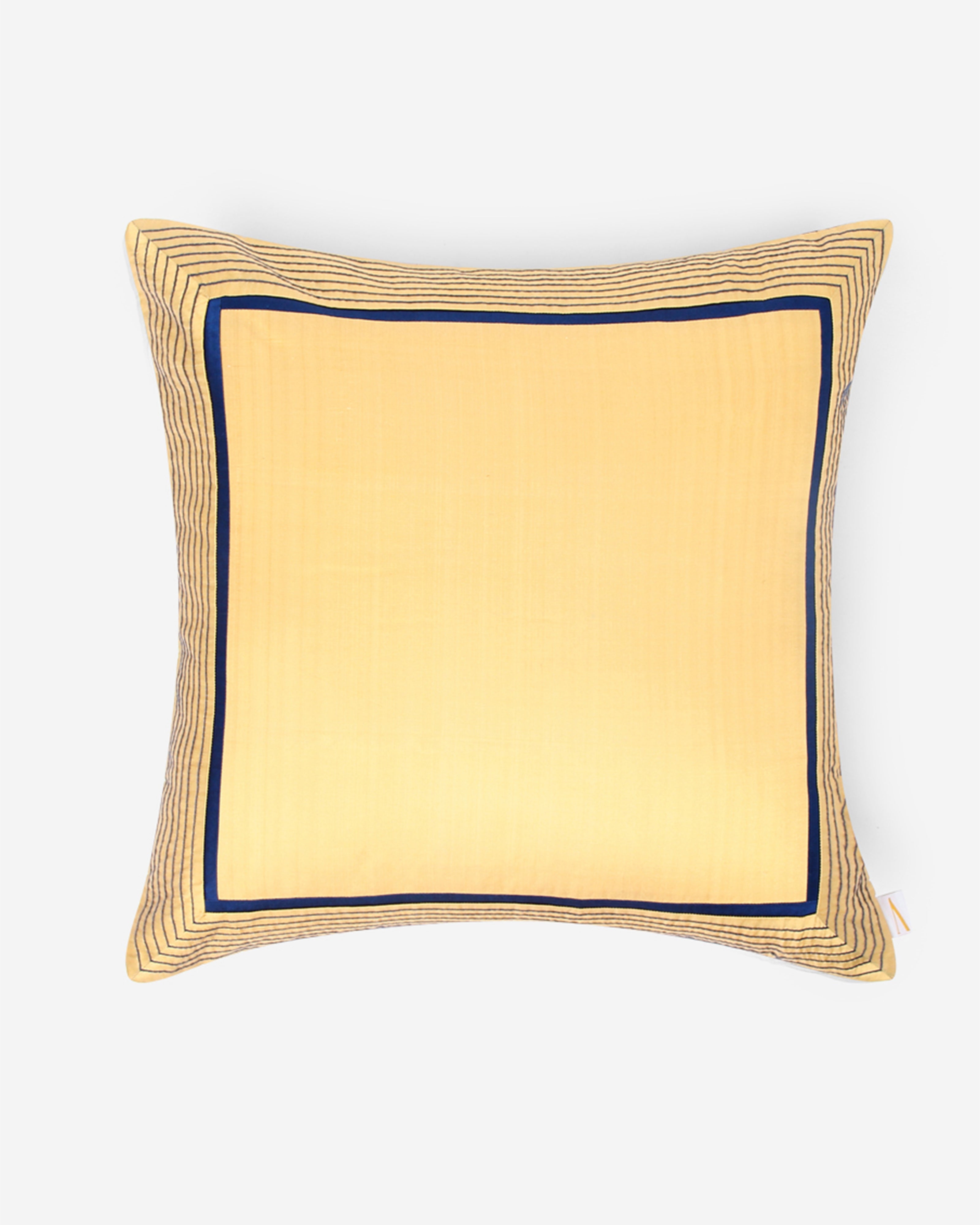 Pintuck Border Satin Brocade Silk Cushion Cover - Light Yellow