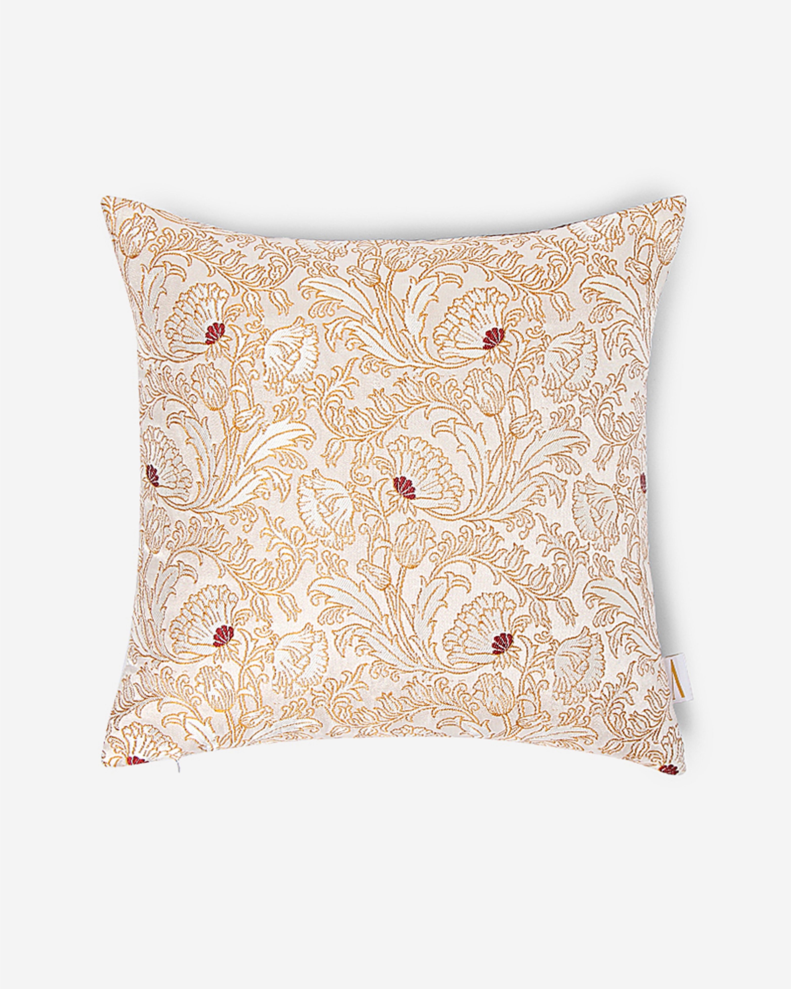 Carnation Satin Brocade Silk Cushion Cover