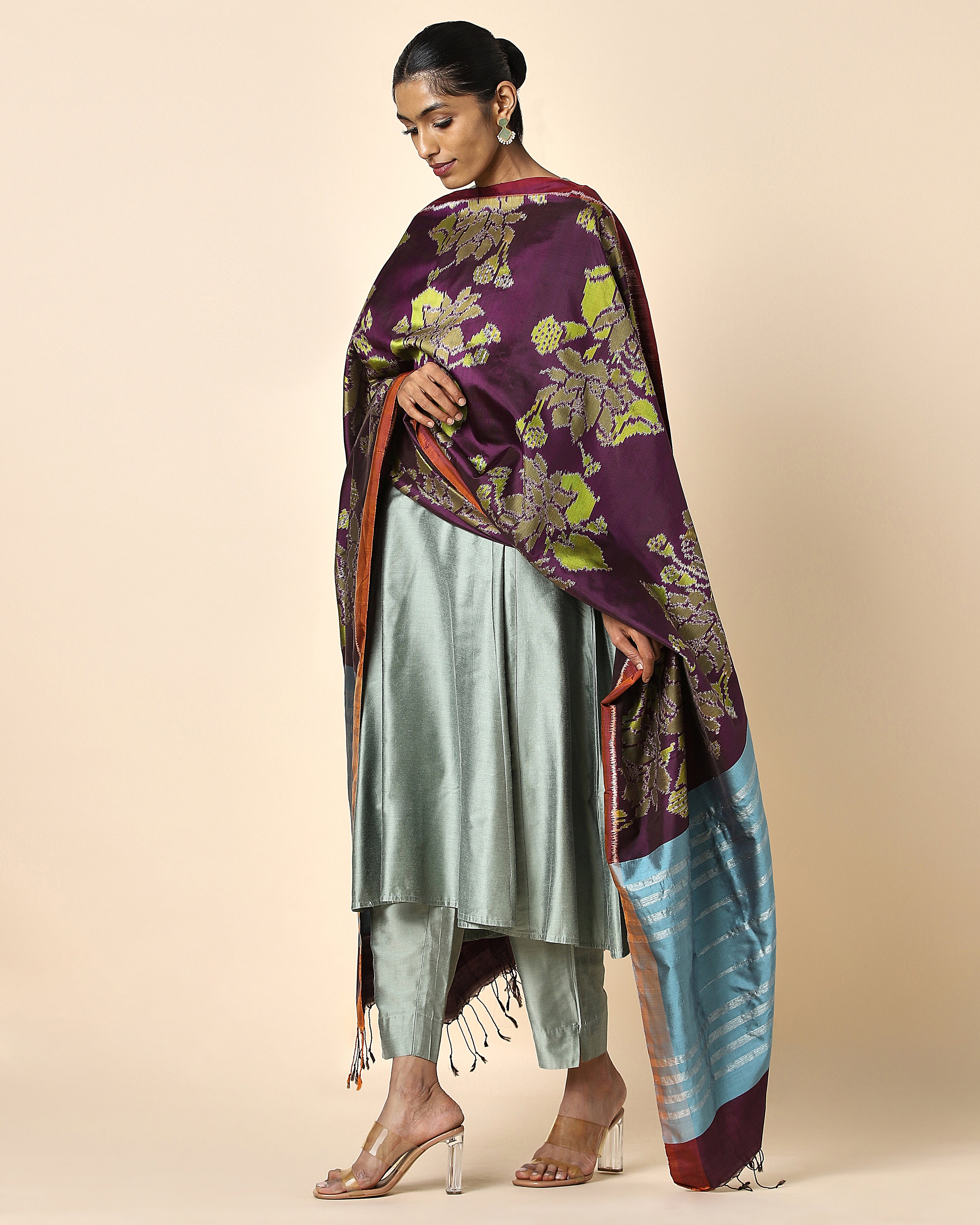 Atmika Weft Ikat Silk Dupatta