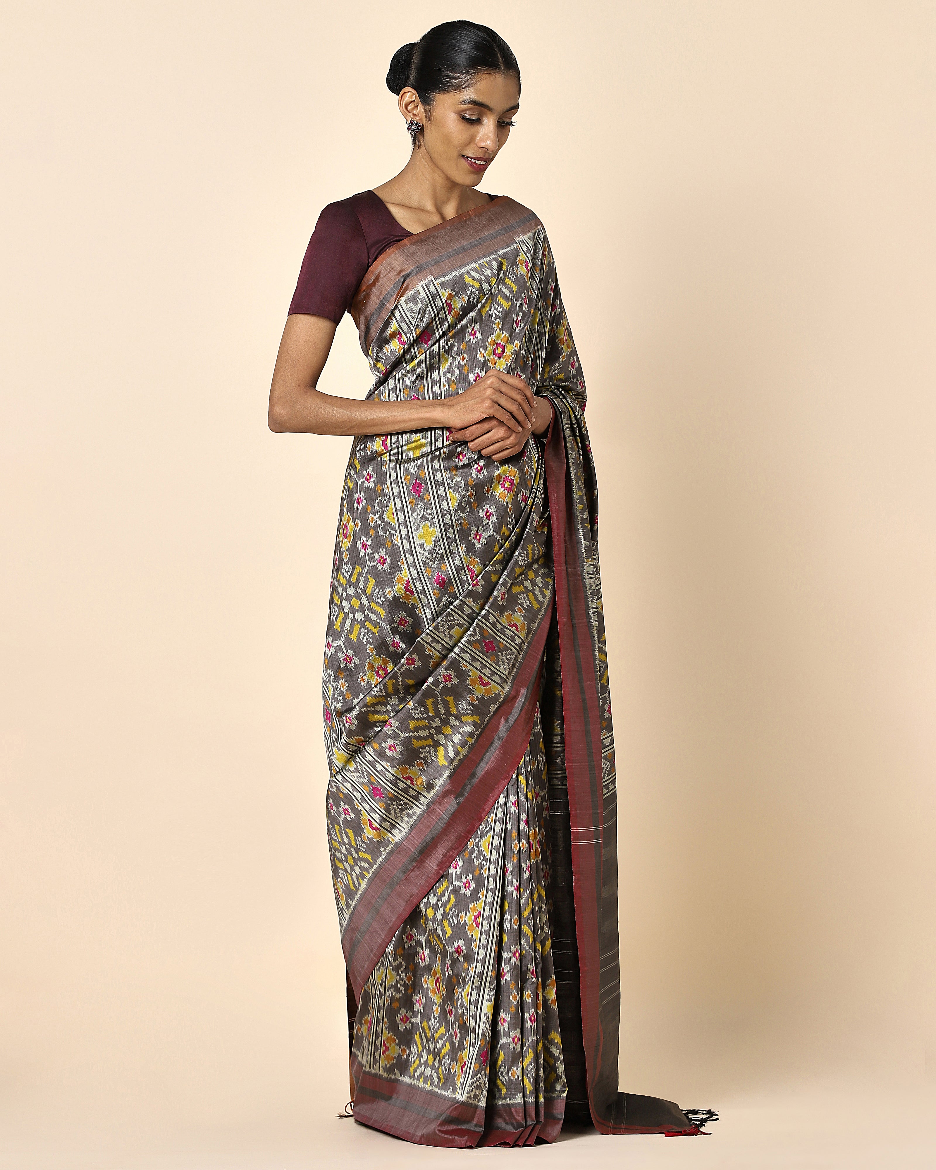 Liam Weft Ikat Silk Saree