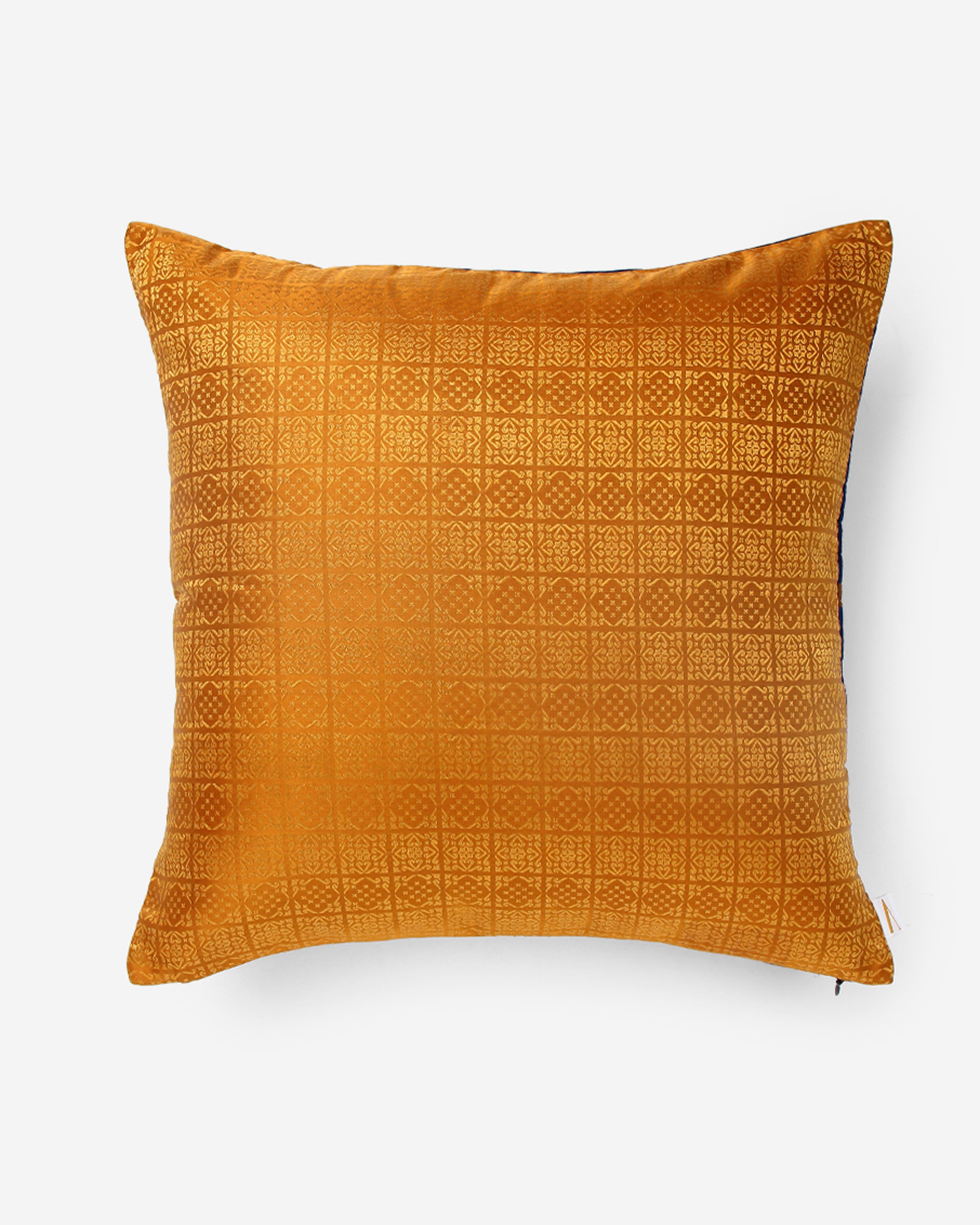 Ardh Shatranj Satin Brocade Silk Cushion Cover