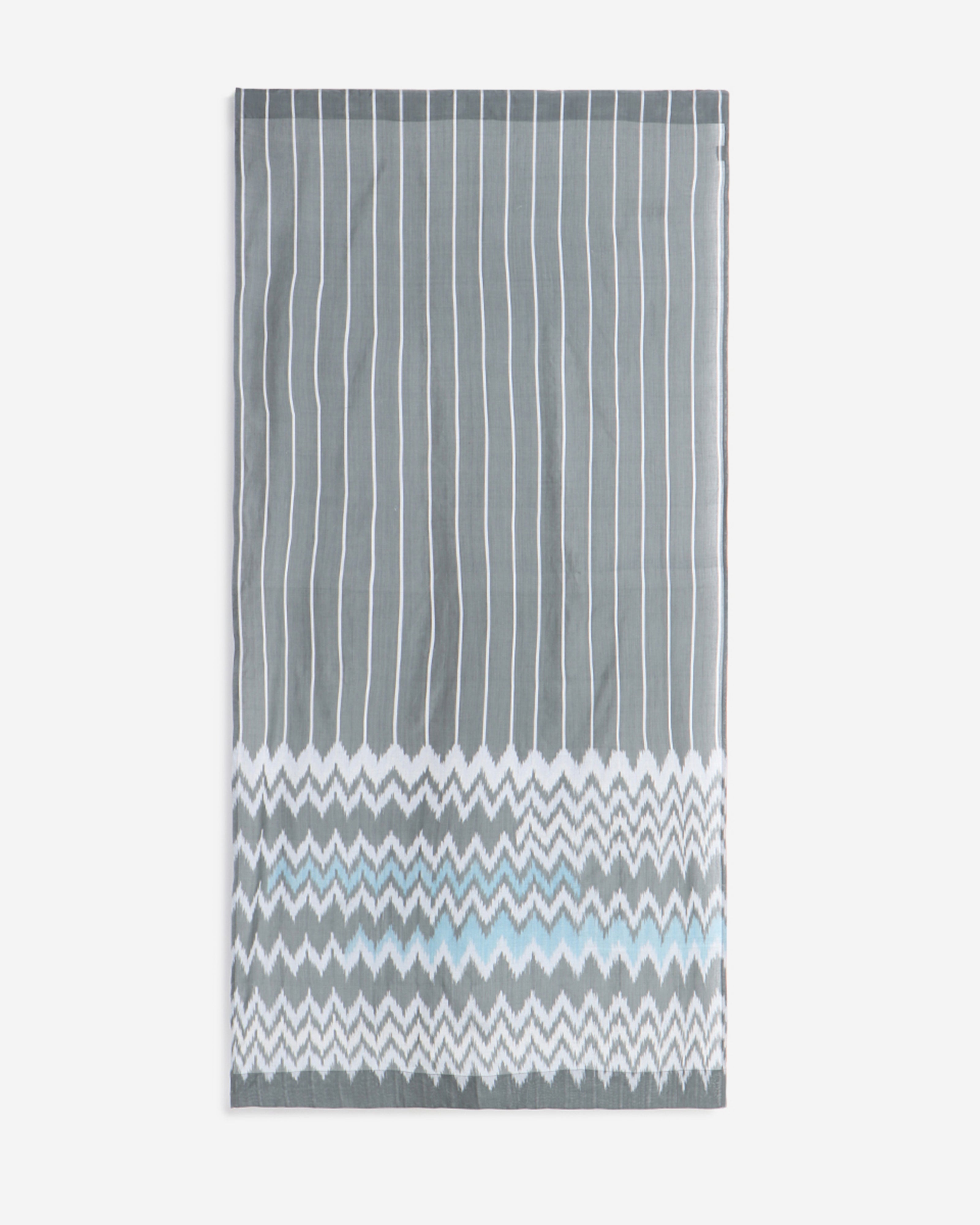 Bounce Warp Ikat Cotton Curtain - Medium Grey