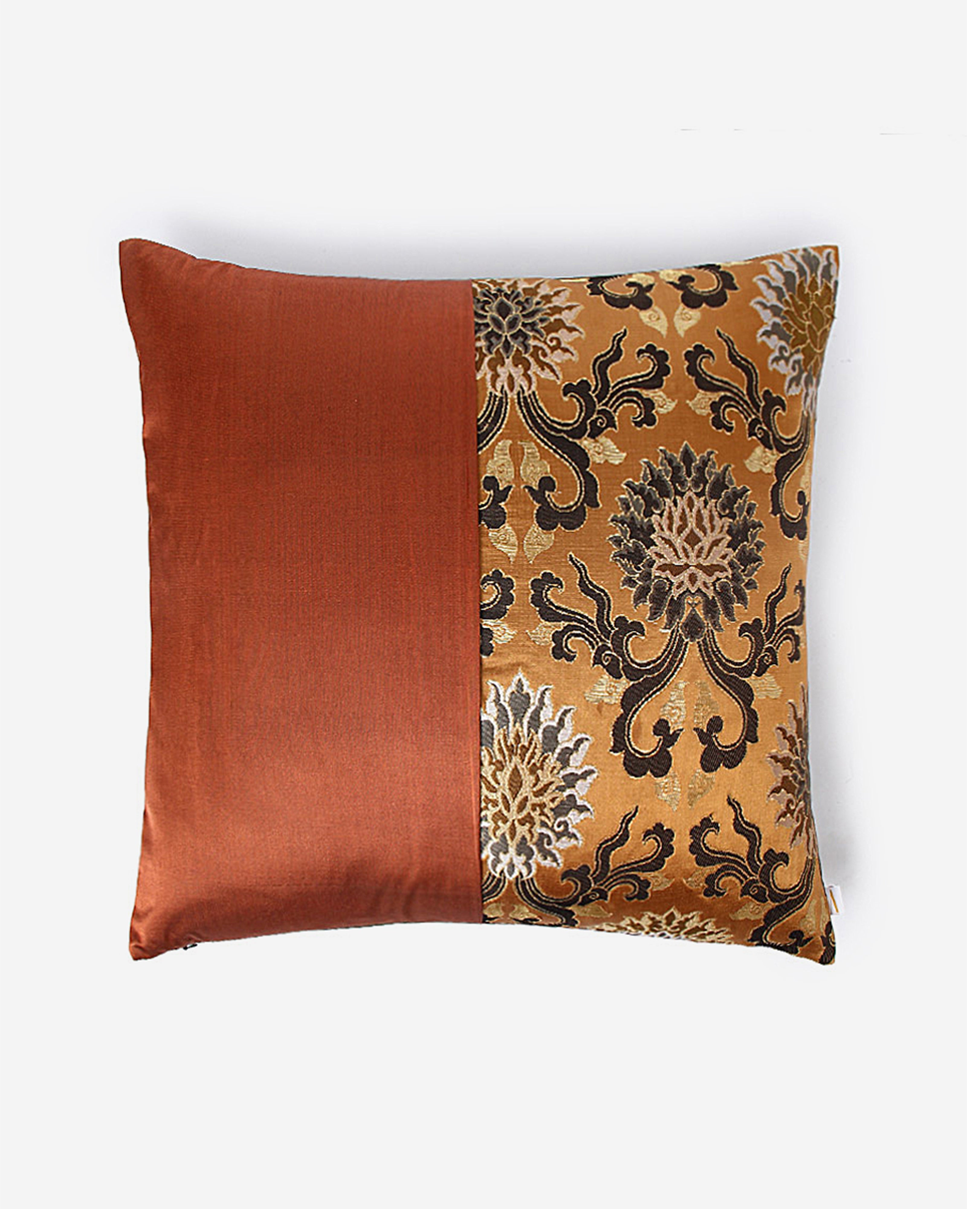 Fire Ardh Satin Brocade Silk Cushion Cover