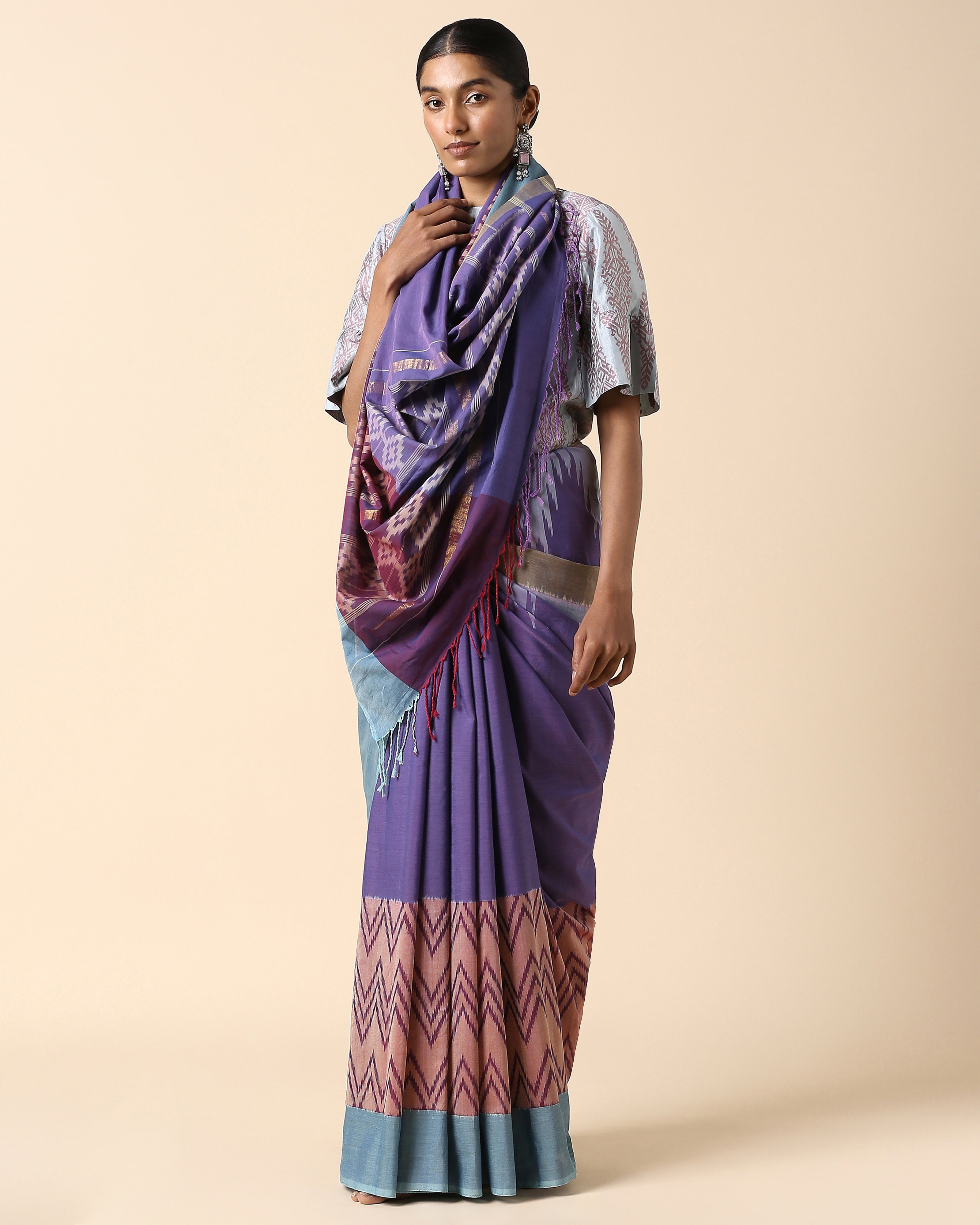 Shazfa Pochampally Weft Ikat Cotton Saree