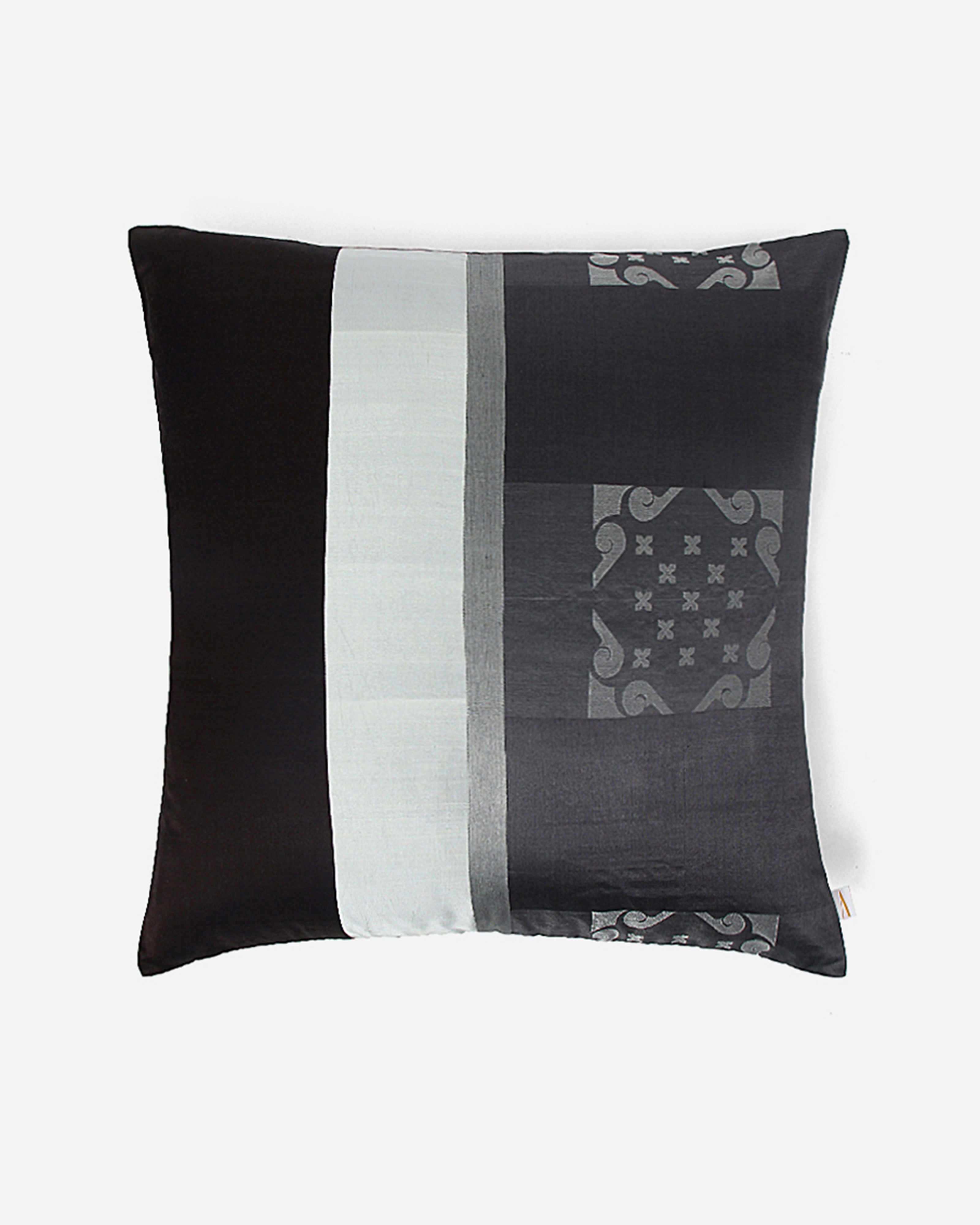 Chaupar Satin Brocade Silk Cushion Cover - Dark Grey