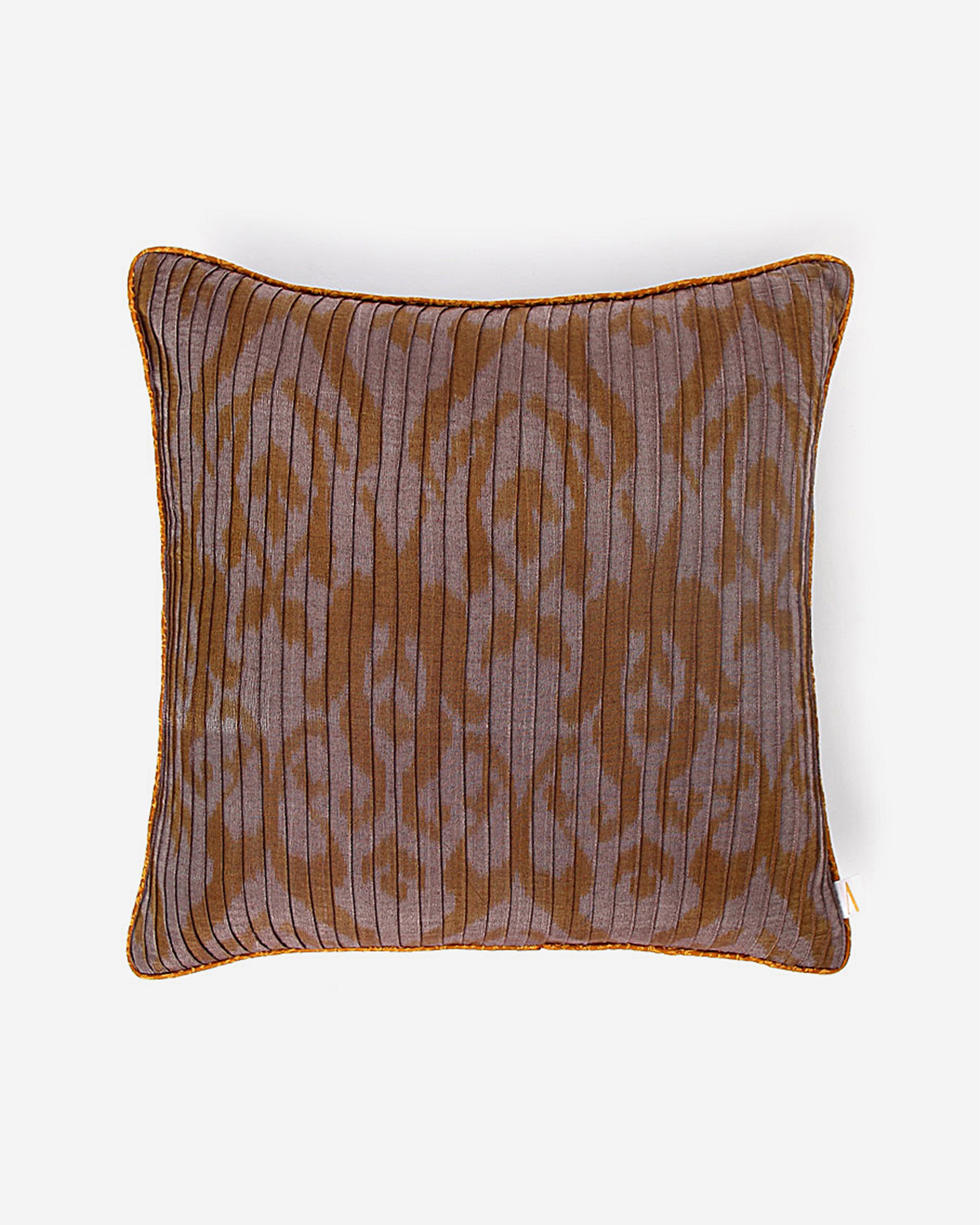 Pintuck Zigzag Warp Ikat Cotton Silk Cushion Cover