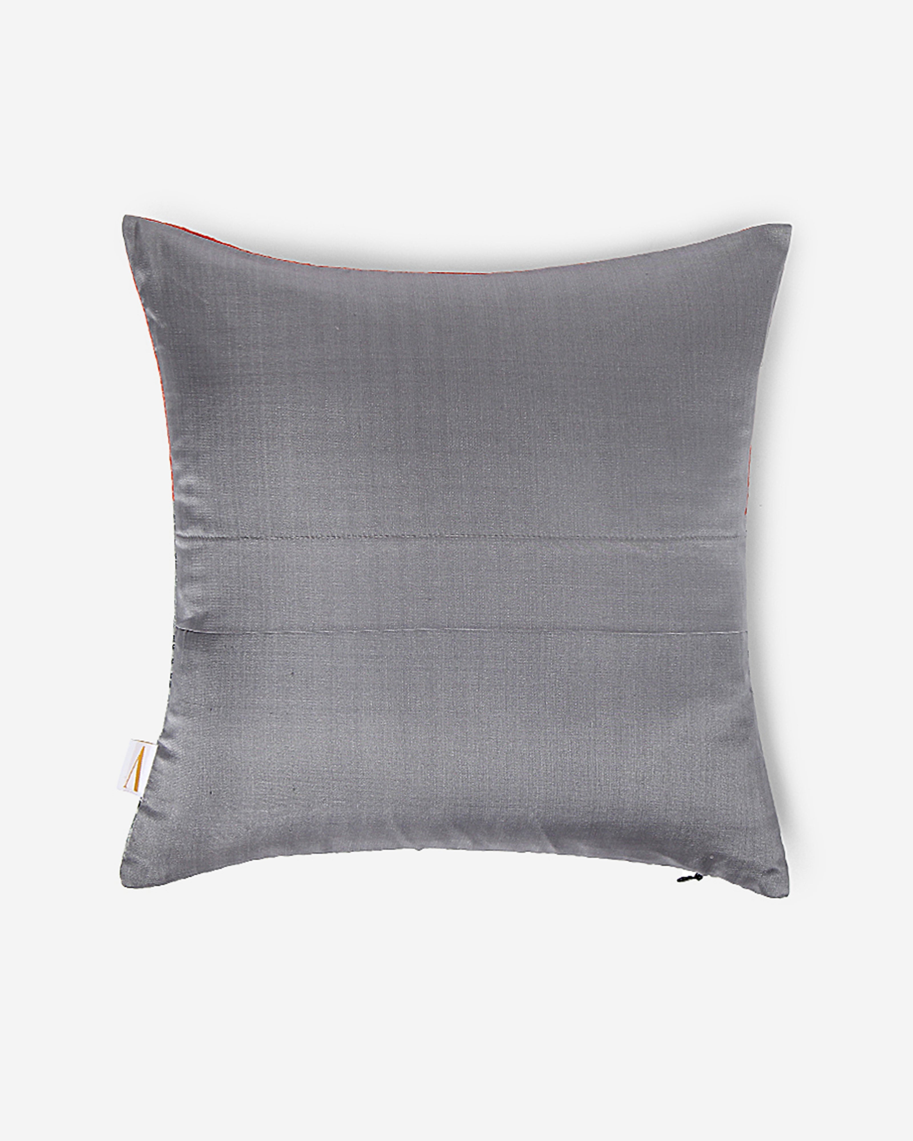 Shatranj Satin Brocade Silk Cushion Cover
