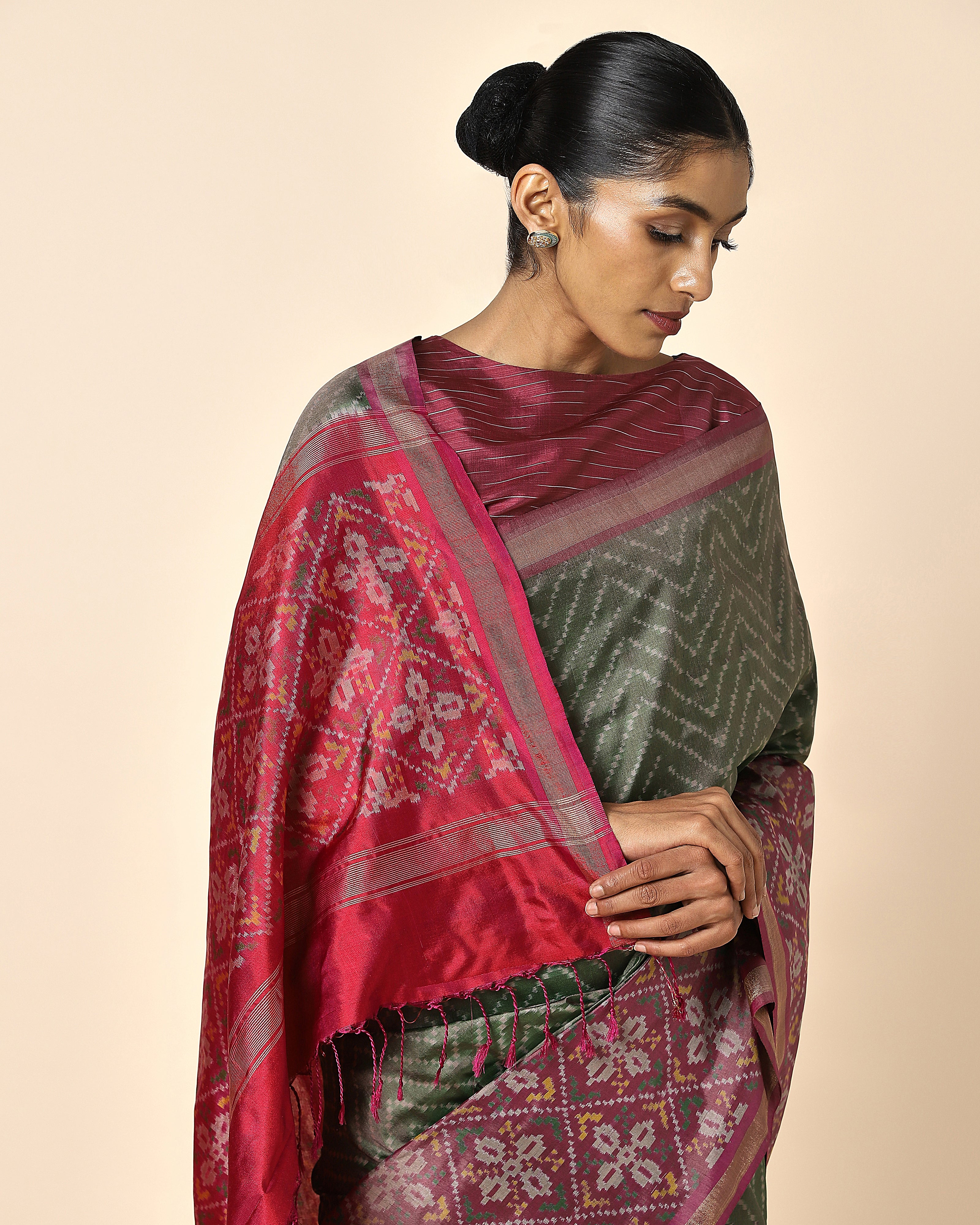 Aanshika Warp Ikat Silk Saree