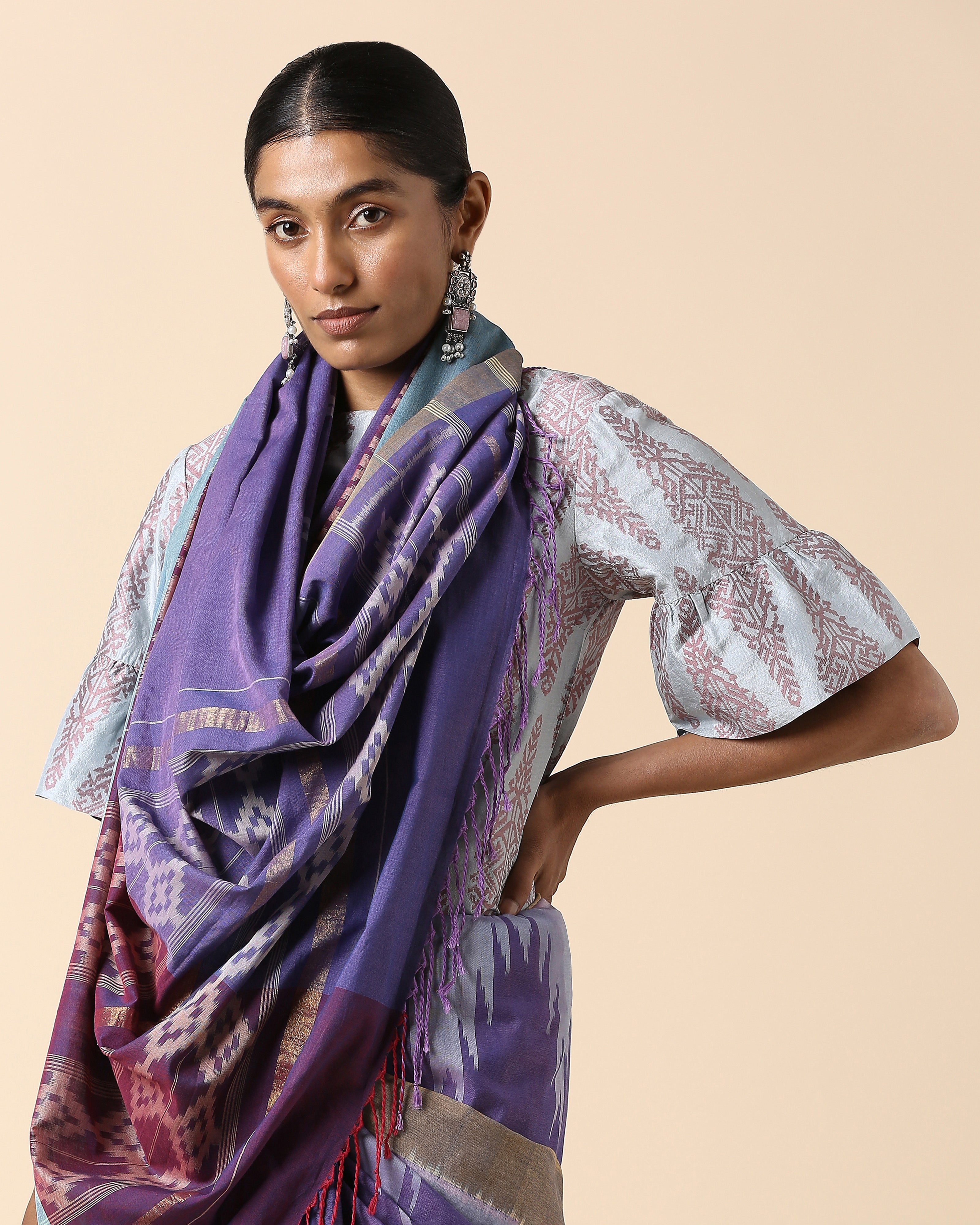 Shazfa Pochampally Weft Ikat Cotton Saree