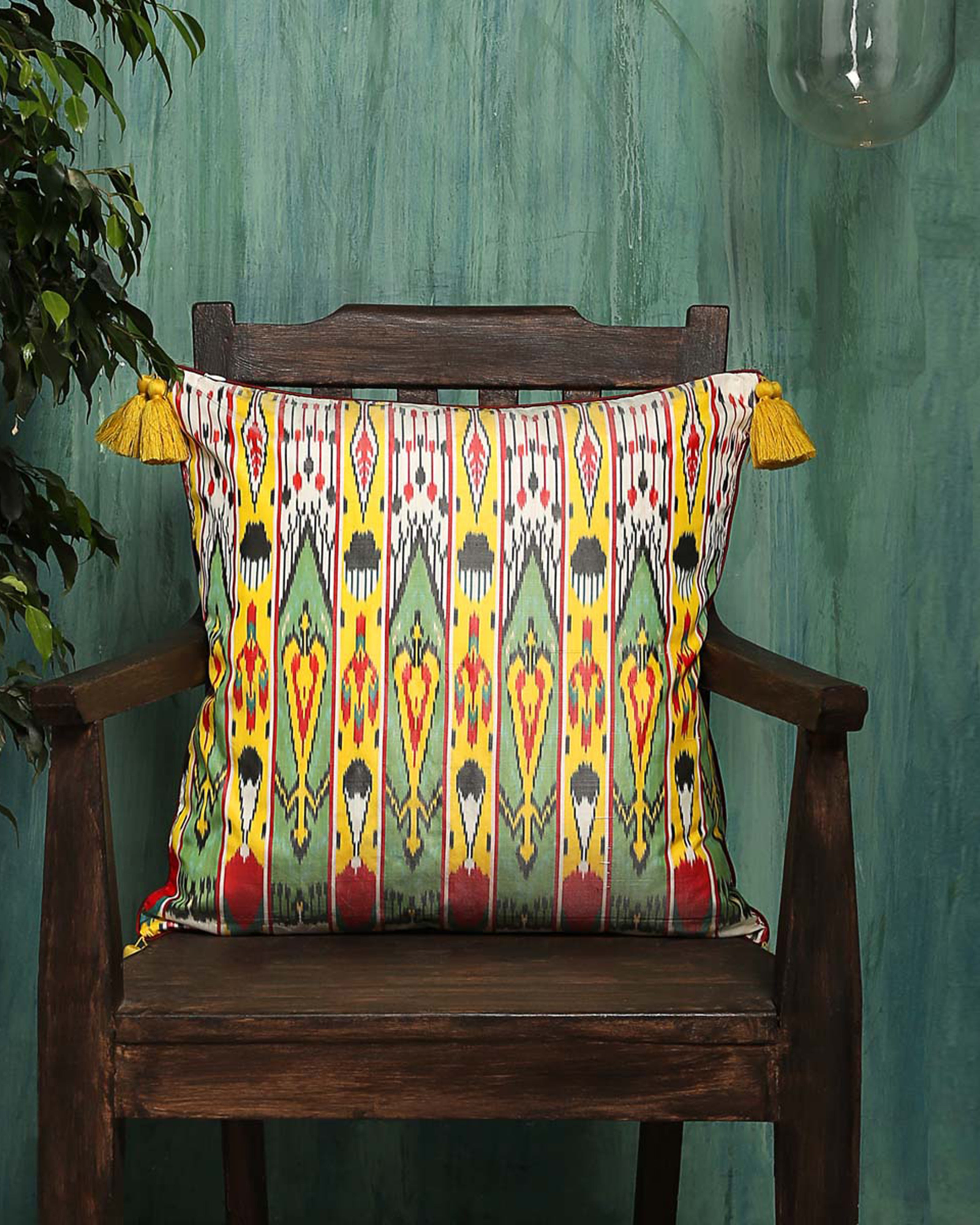 Folklore Warp Ikat Silk Cushion Cover