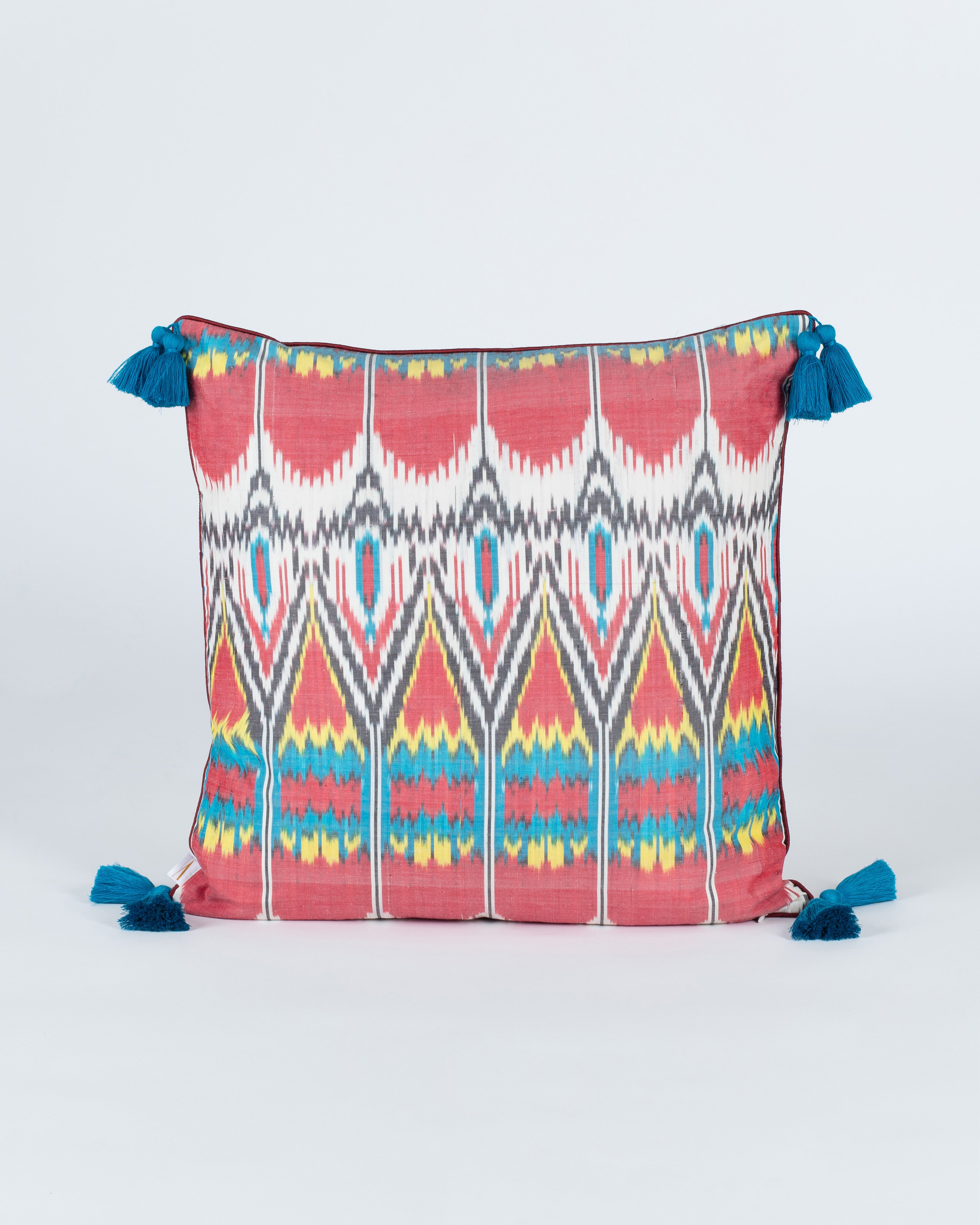 Rustic Summer Warp Ikat Cotton Silk Cushion Cover