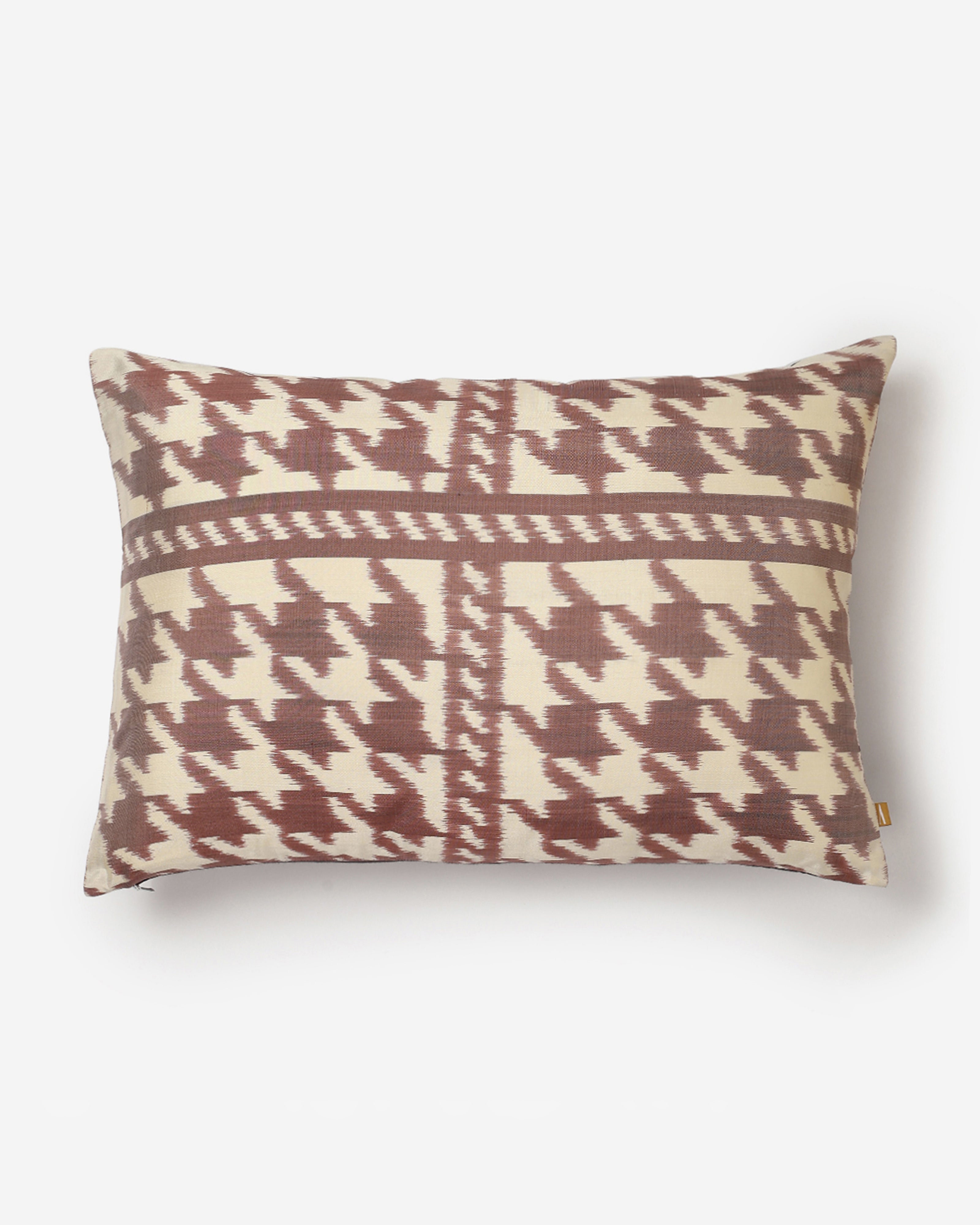 Hounds Tooth Weft Ikat Silk Cushion Cover