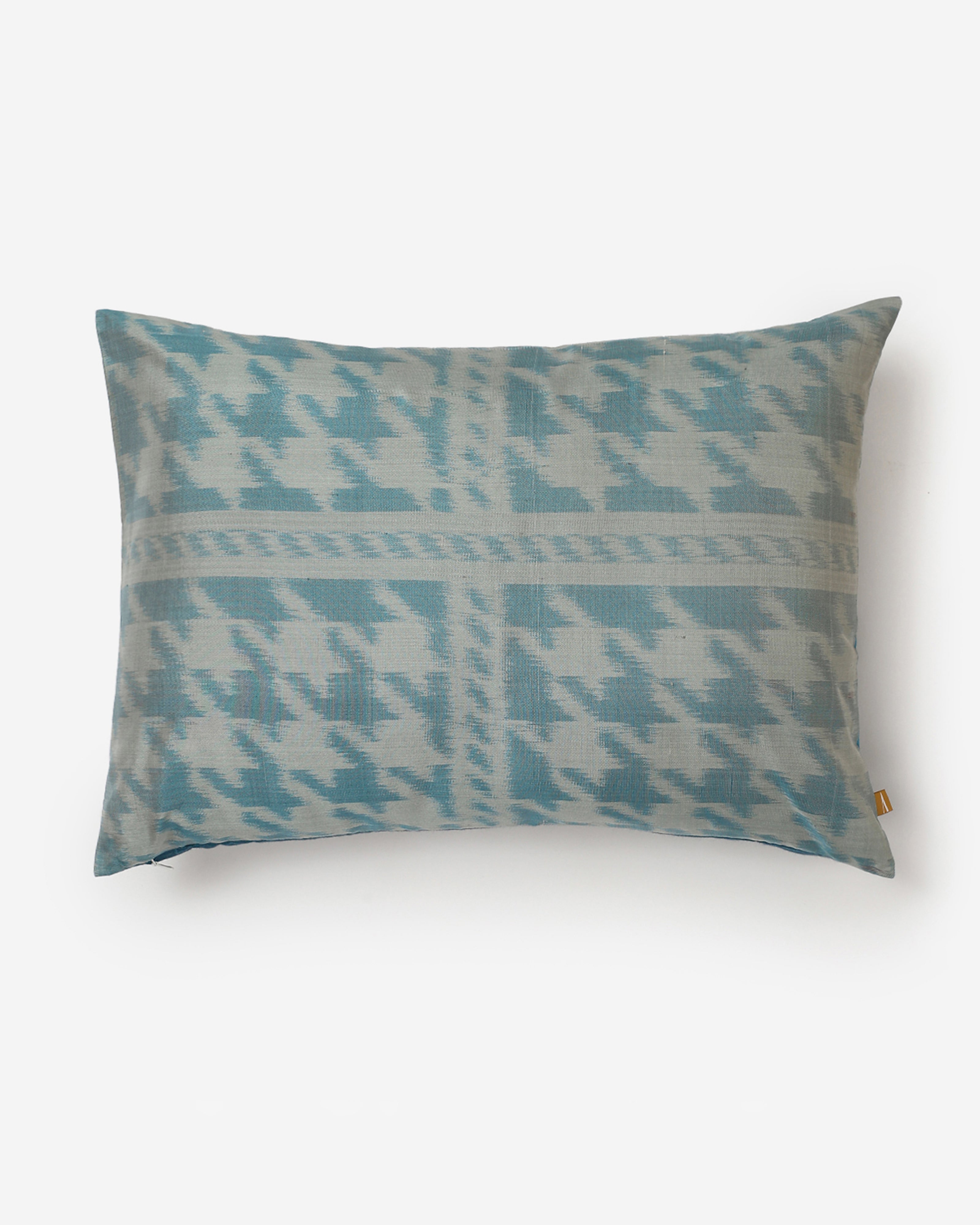 Hounds Tooth Weft Ikat Silk Cushion Cover