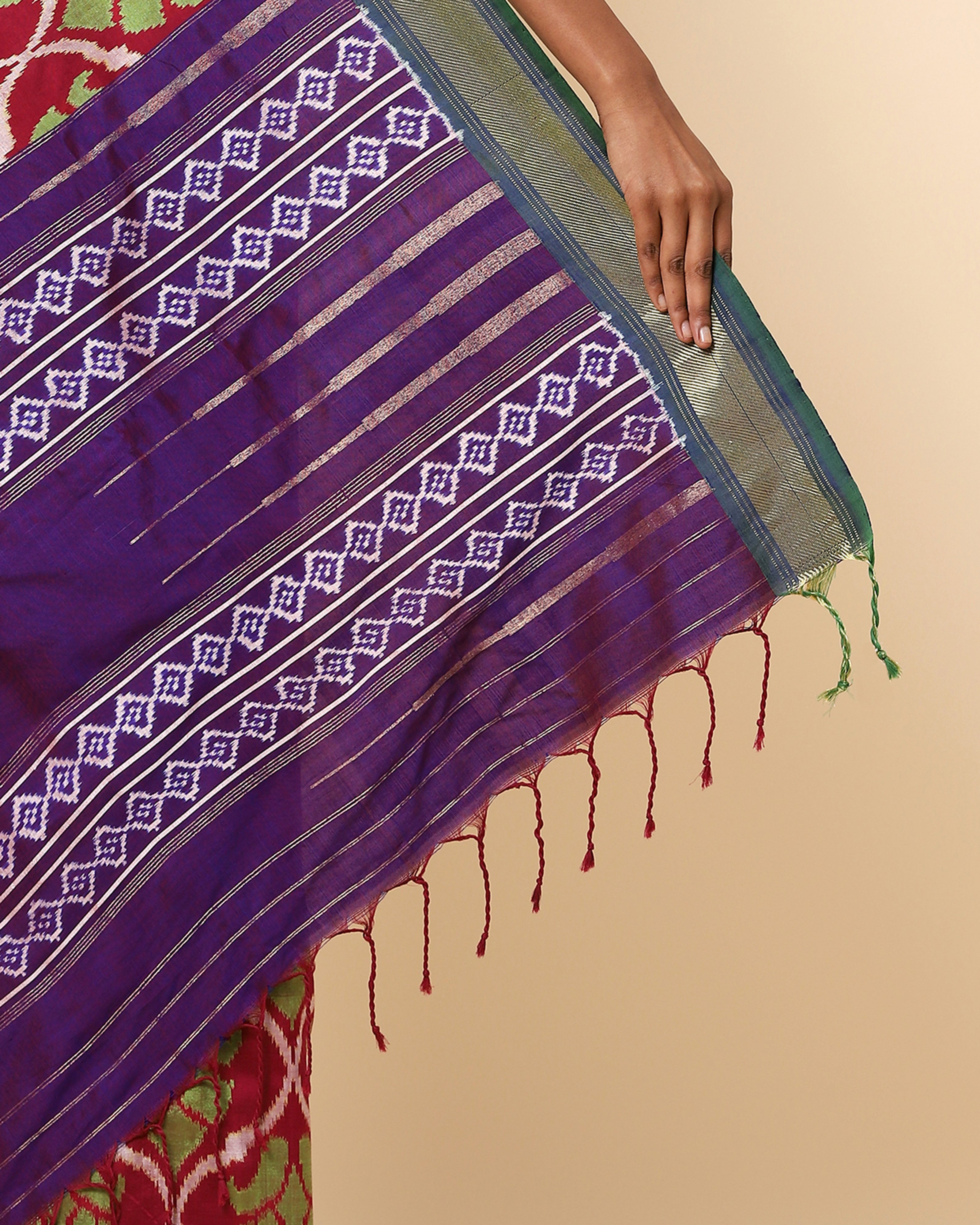 Indeevar Weft Ikat and Dobby Cotton Silk Saree