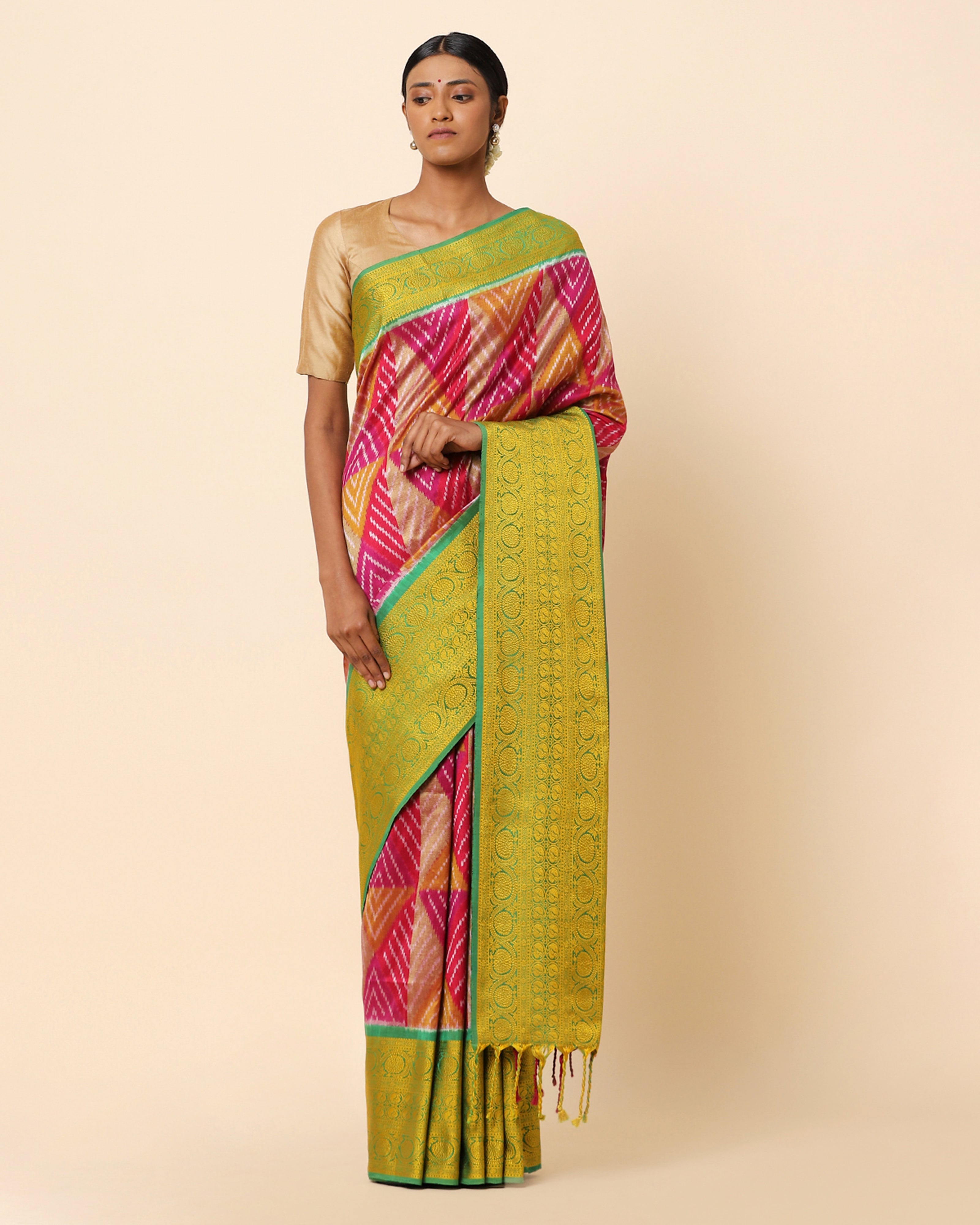 Katli Weft Ikat and Jacquard Cotton Silk Saree