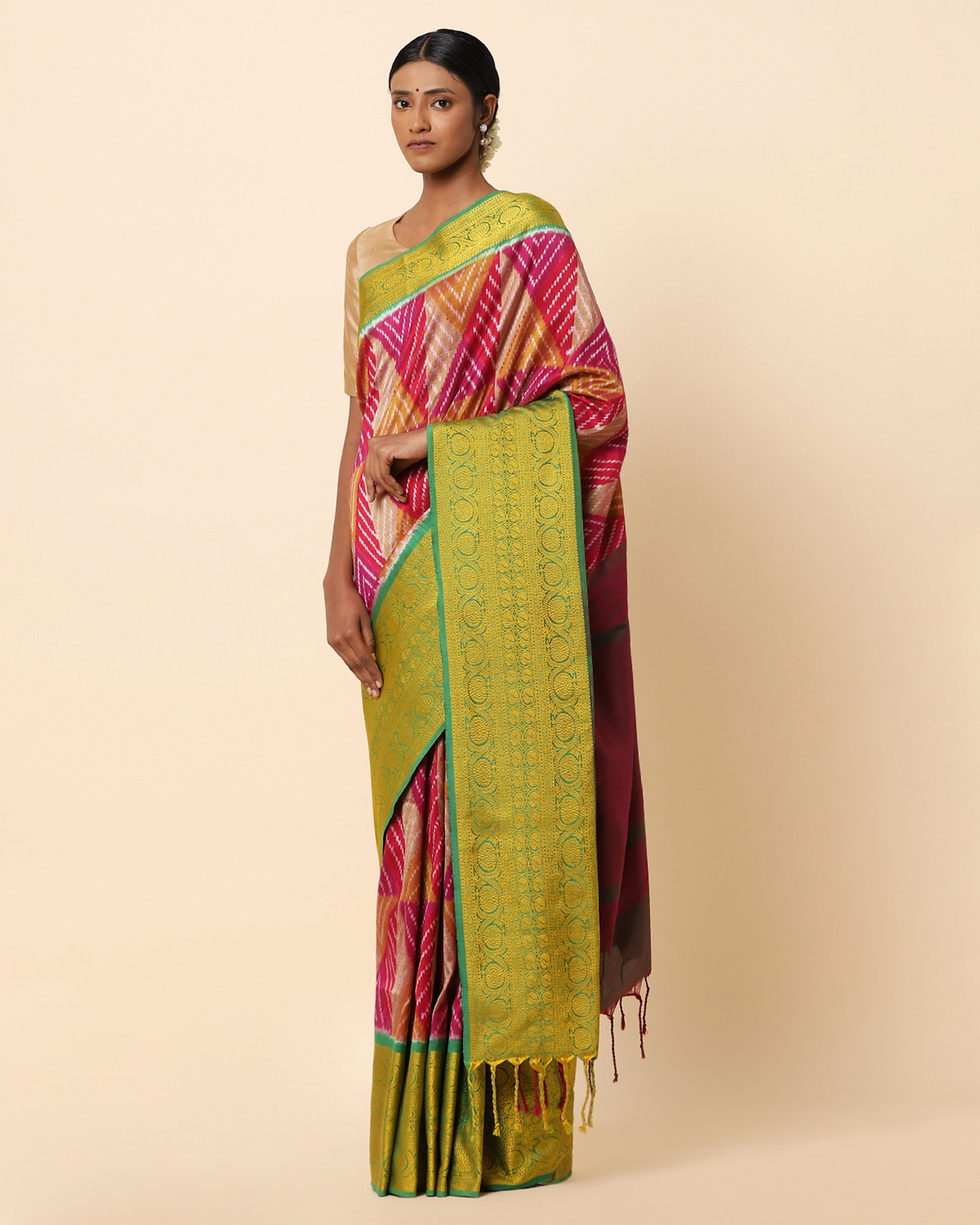 Katli Weft Ikat and Jacquard Cotton Silk Saree