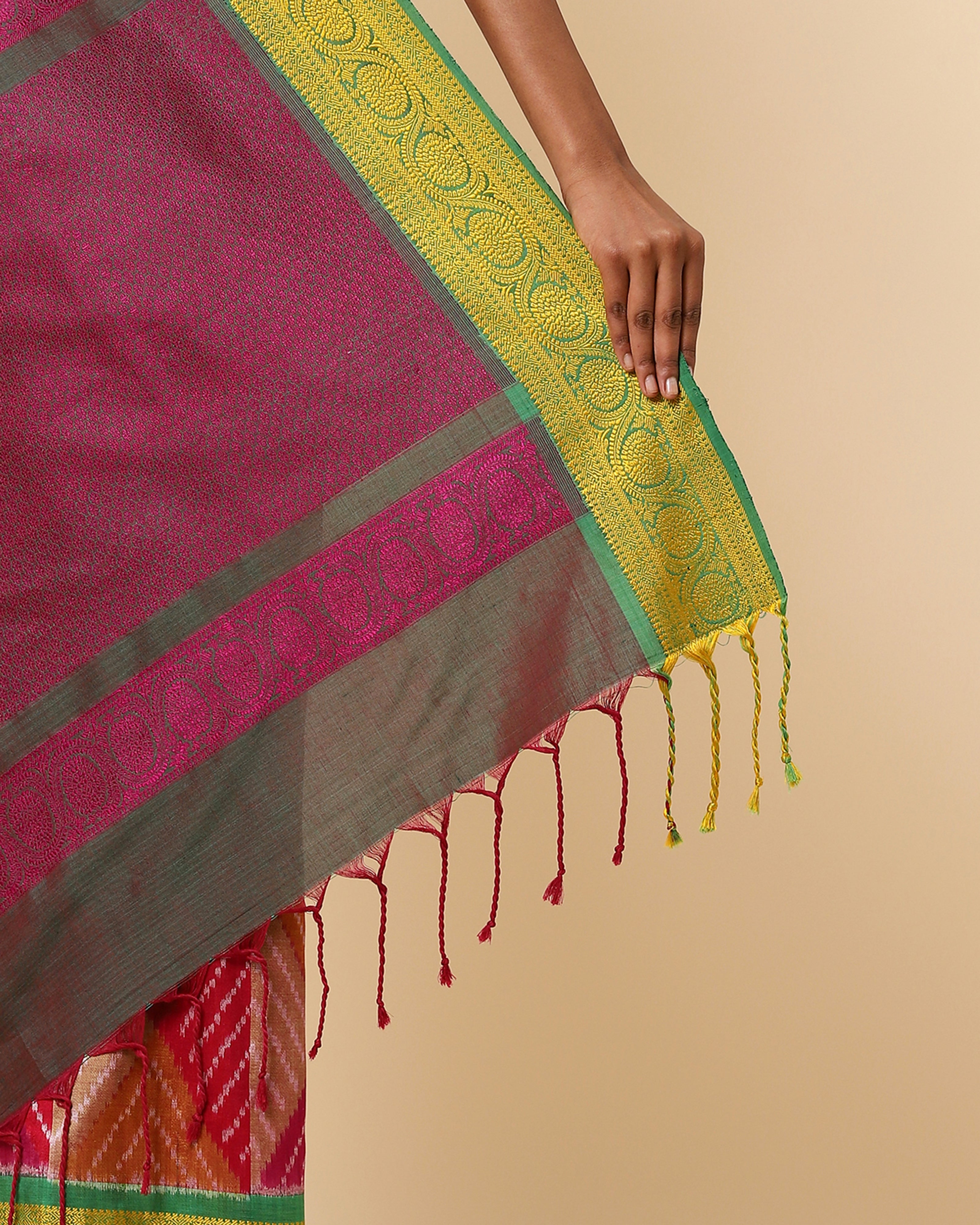 Katli Weft Ikat and Jacquard Cotton Silk Saree