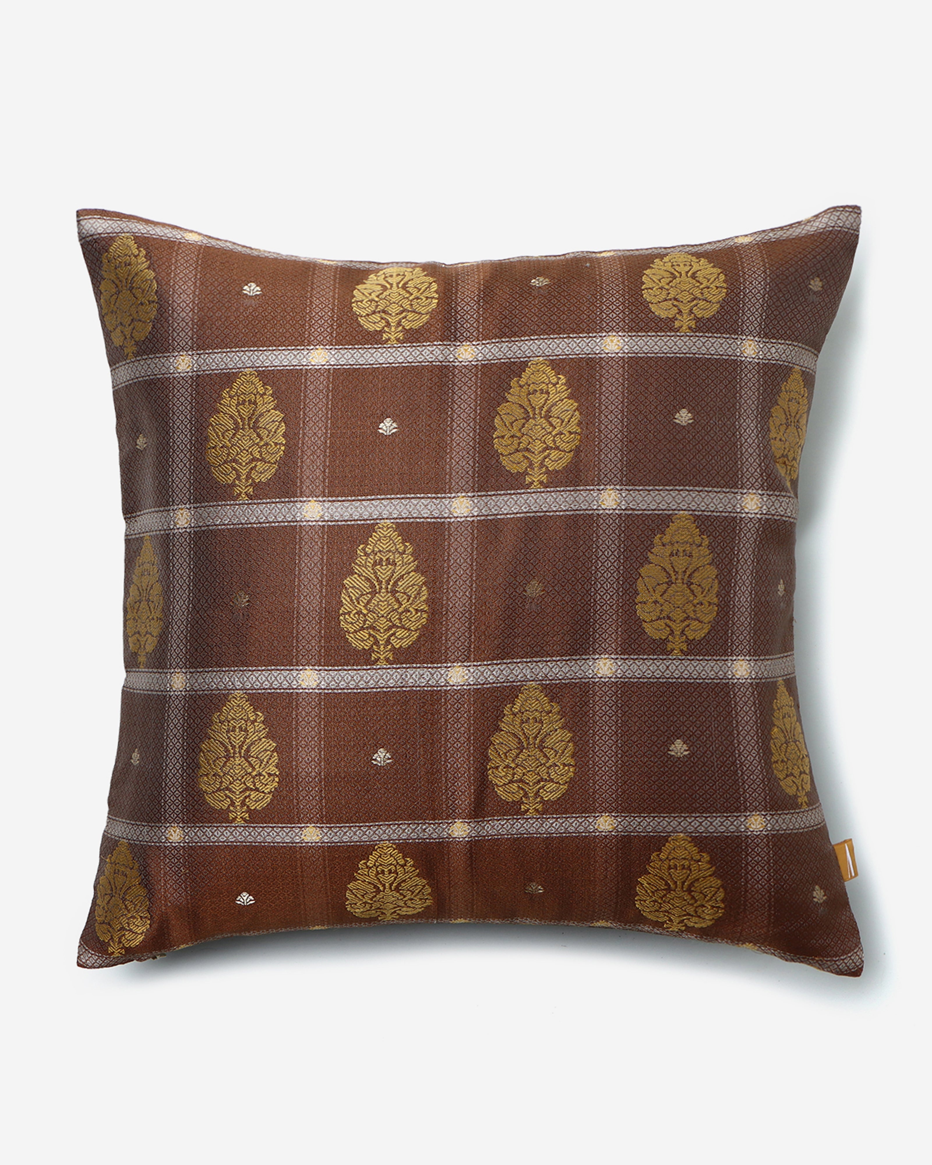 Anant Powdi Silk Cushion Cover - Medium Brown