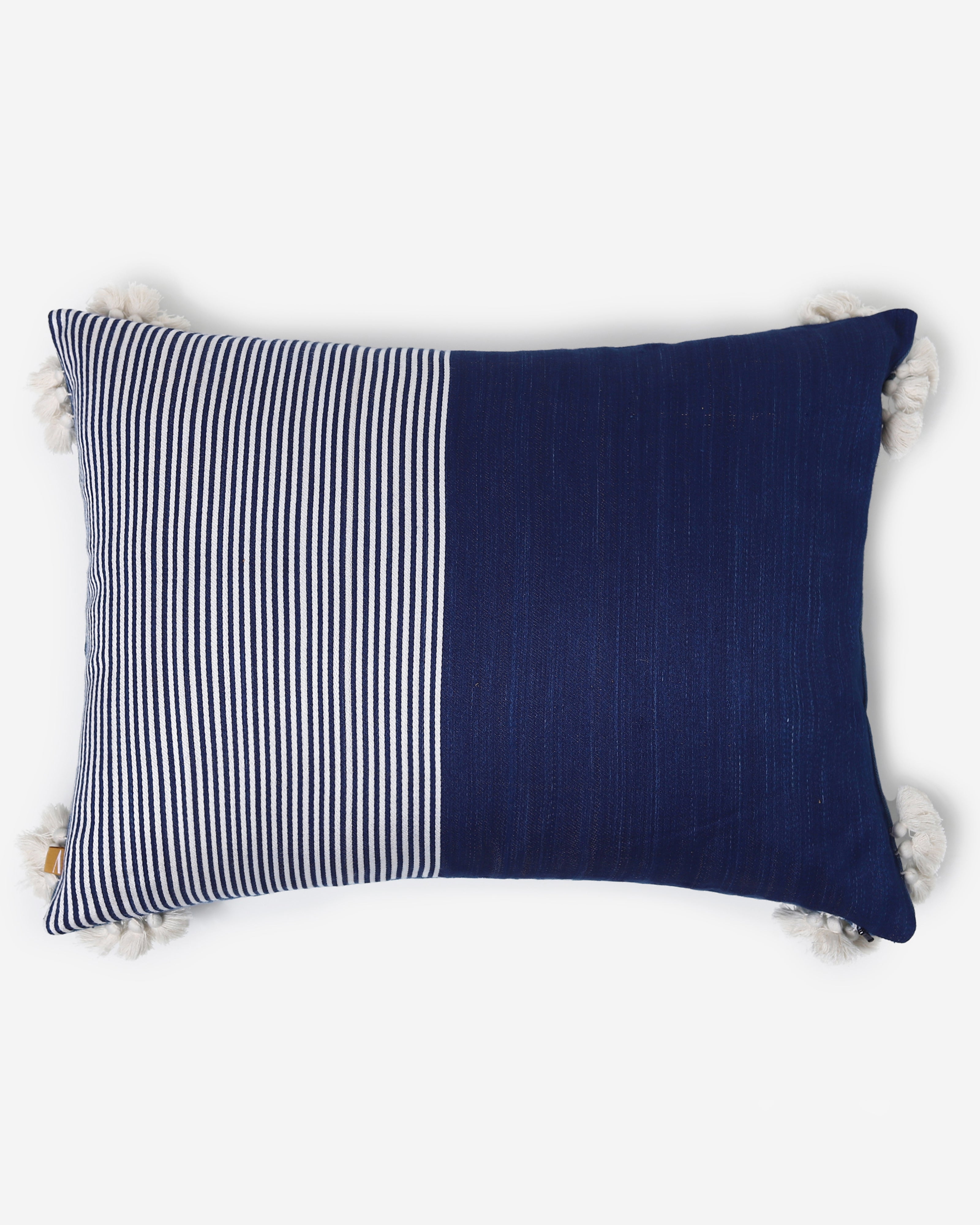 Ojas Warp Ikat Cotton Cushion Cover - Light Blue