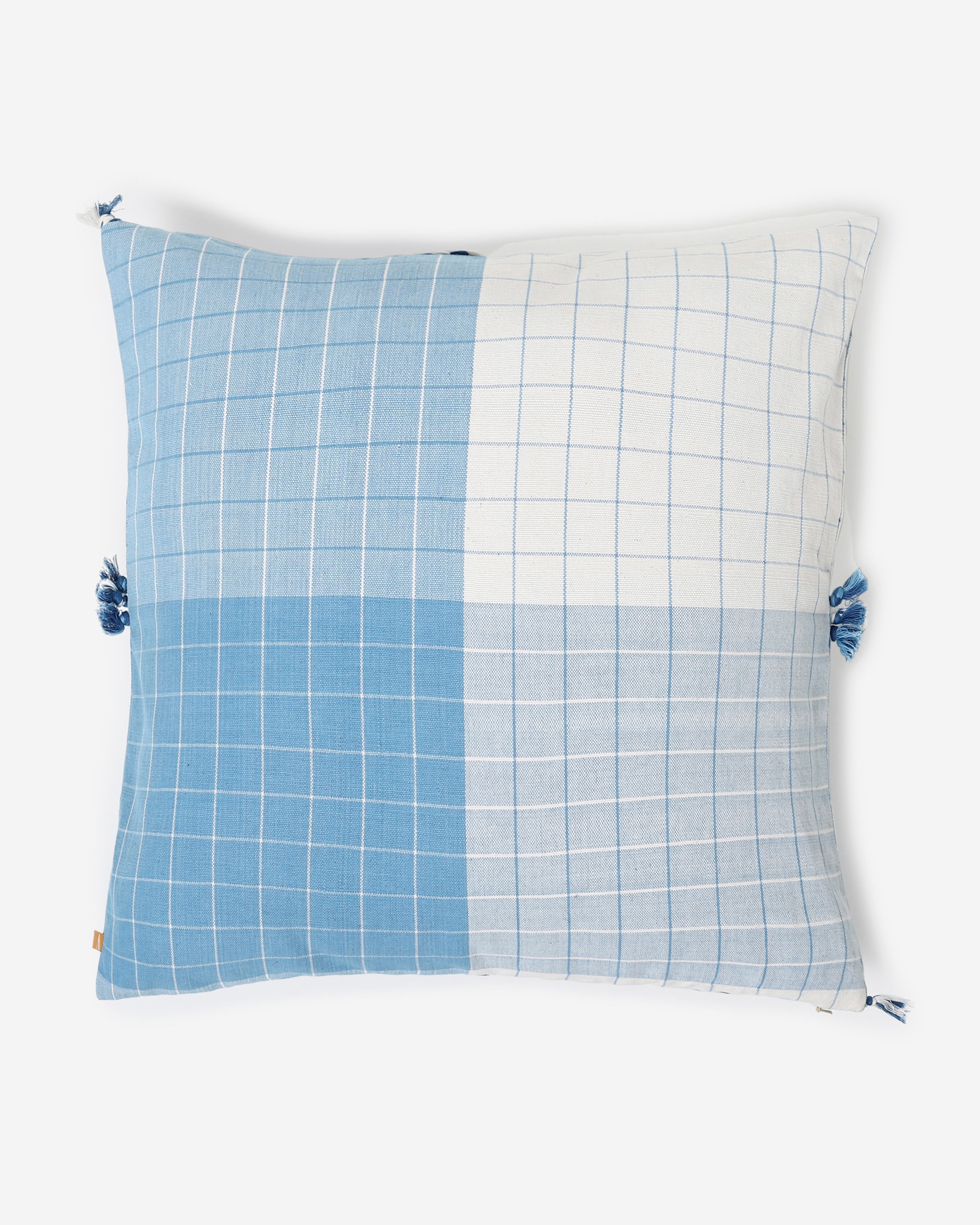 Raabta Extra Weft Cotton Cushion Cover - Medium Blue