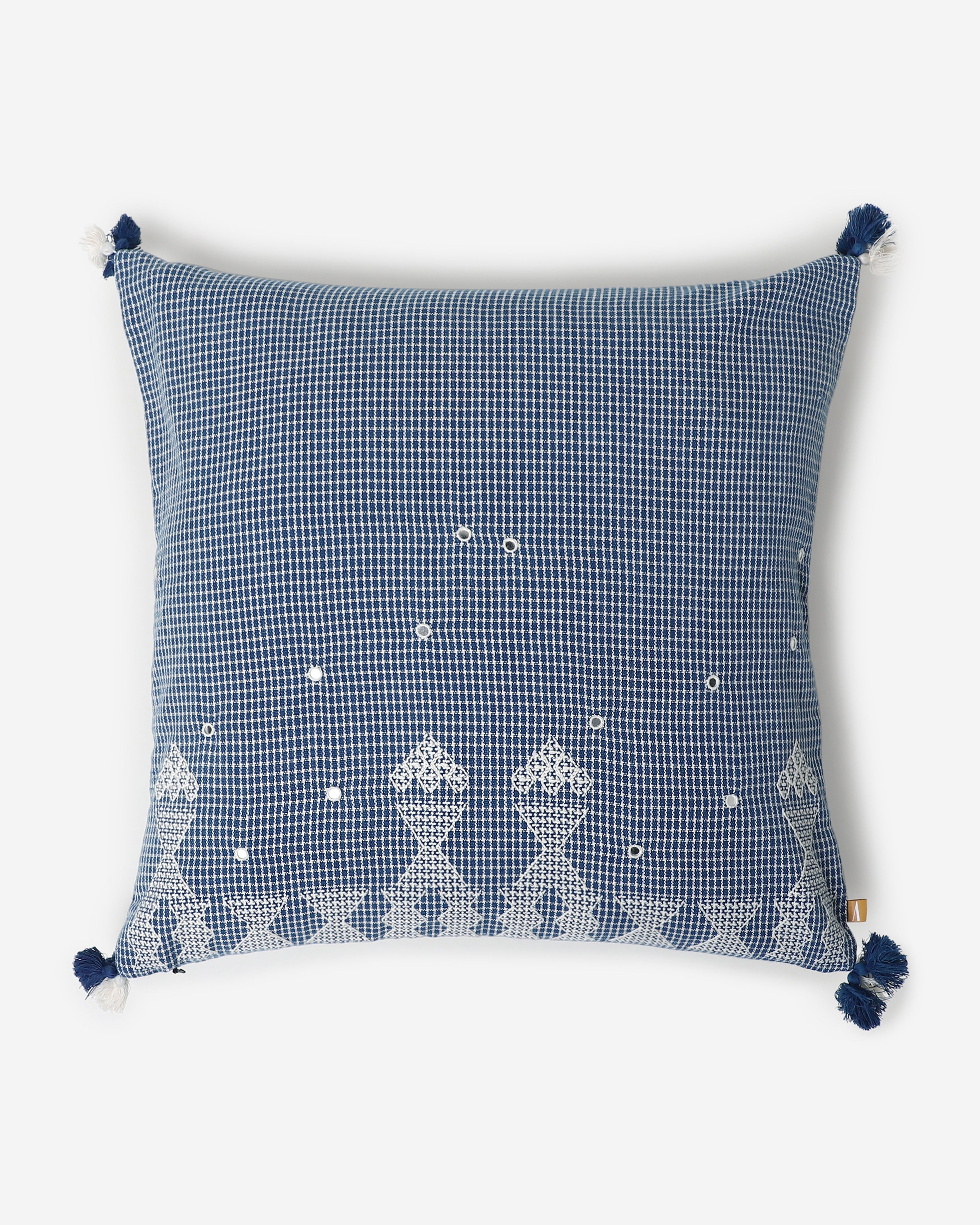 Jhilmil Extra Weft Cotton Cushion Cover - Dark Blue