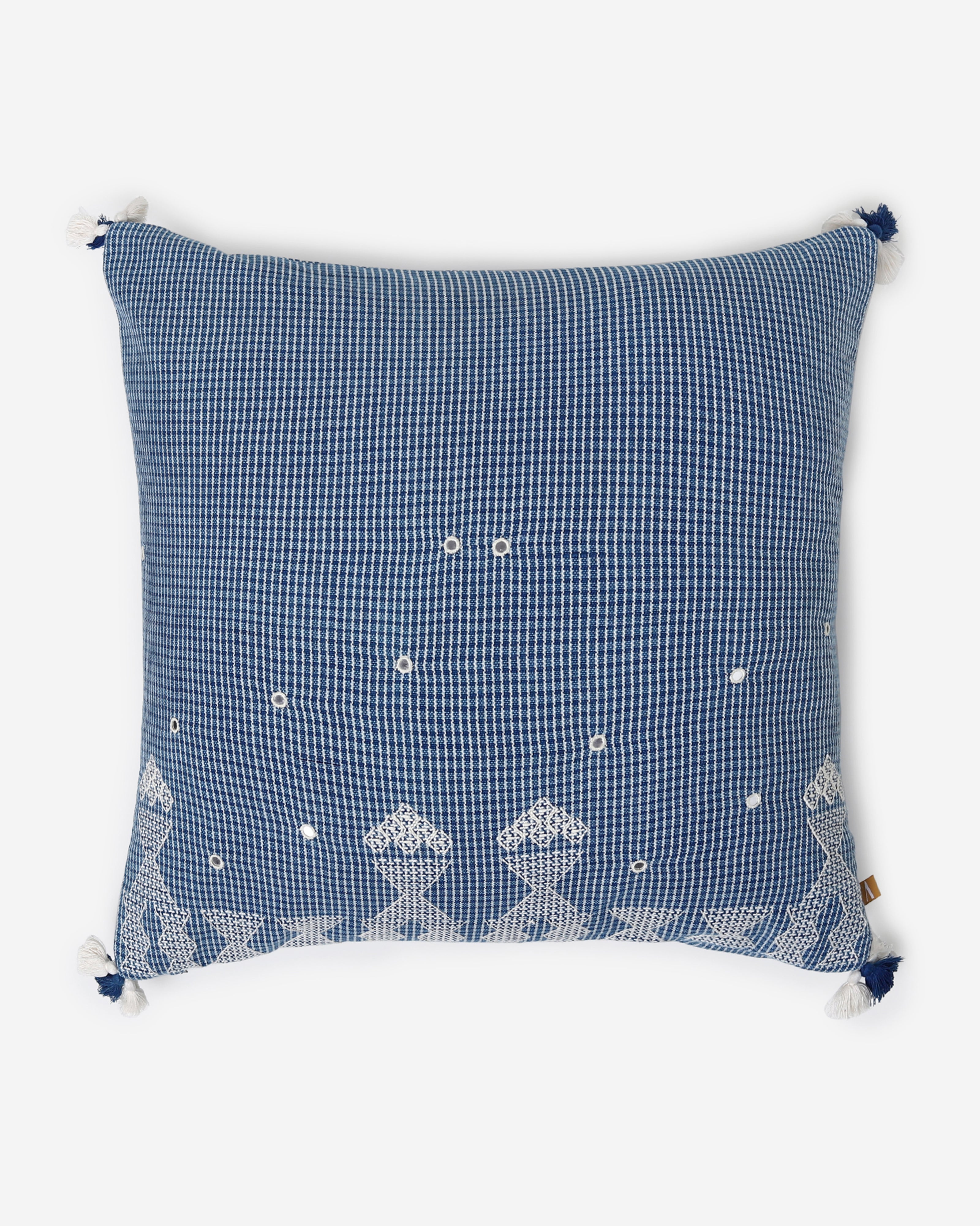 Jhilmil Extra Weft Cotton Cushion Cover - Light Blue