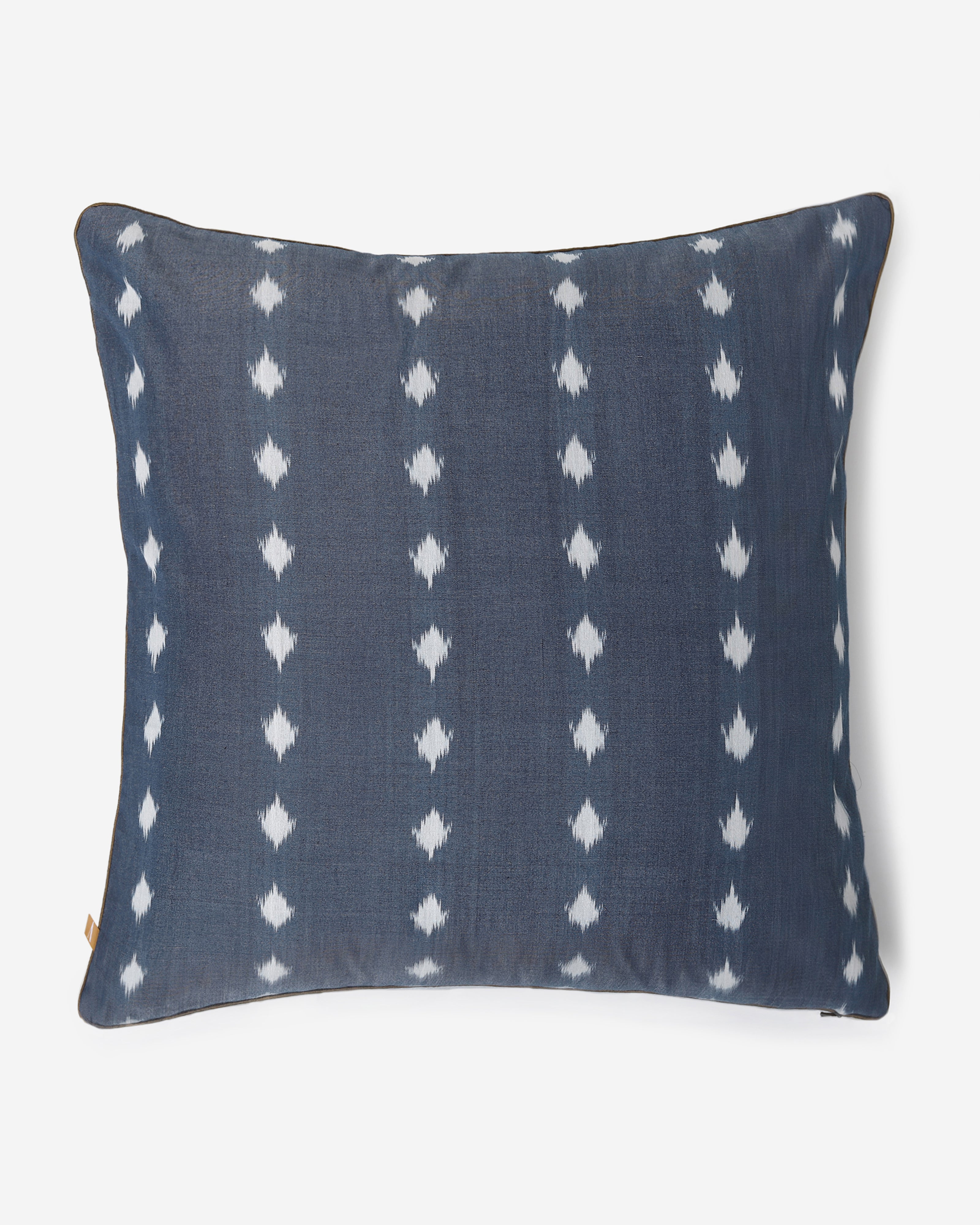 Naina Warp Ikat Cotton Cushion Cover - Light Blue