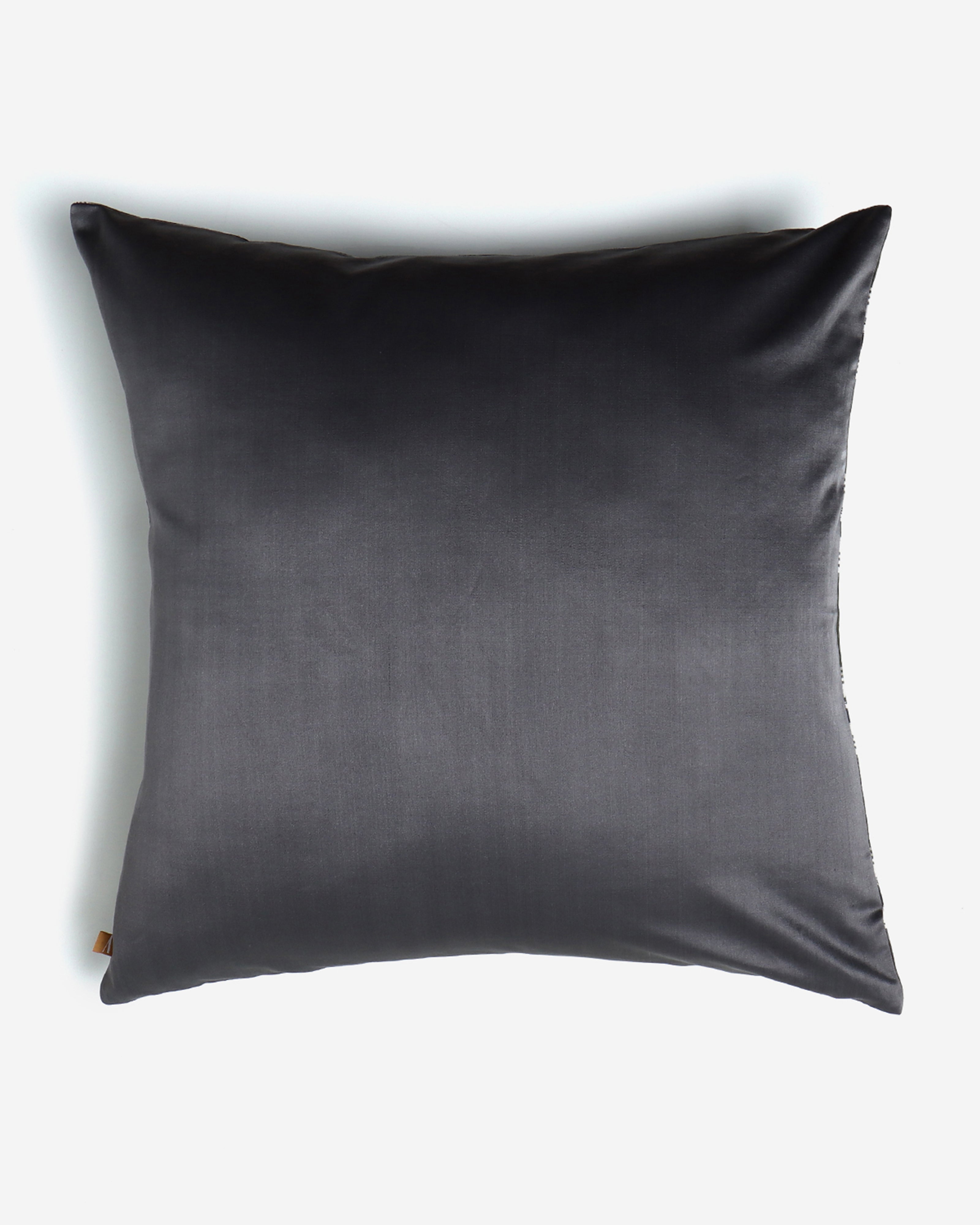 Agni Double Ikat Silk Cushion Cover - Dark Grey