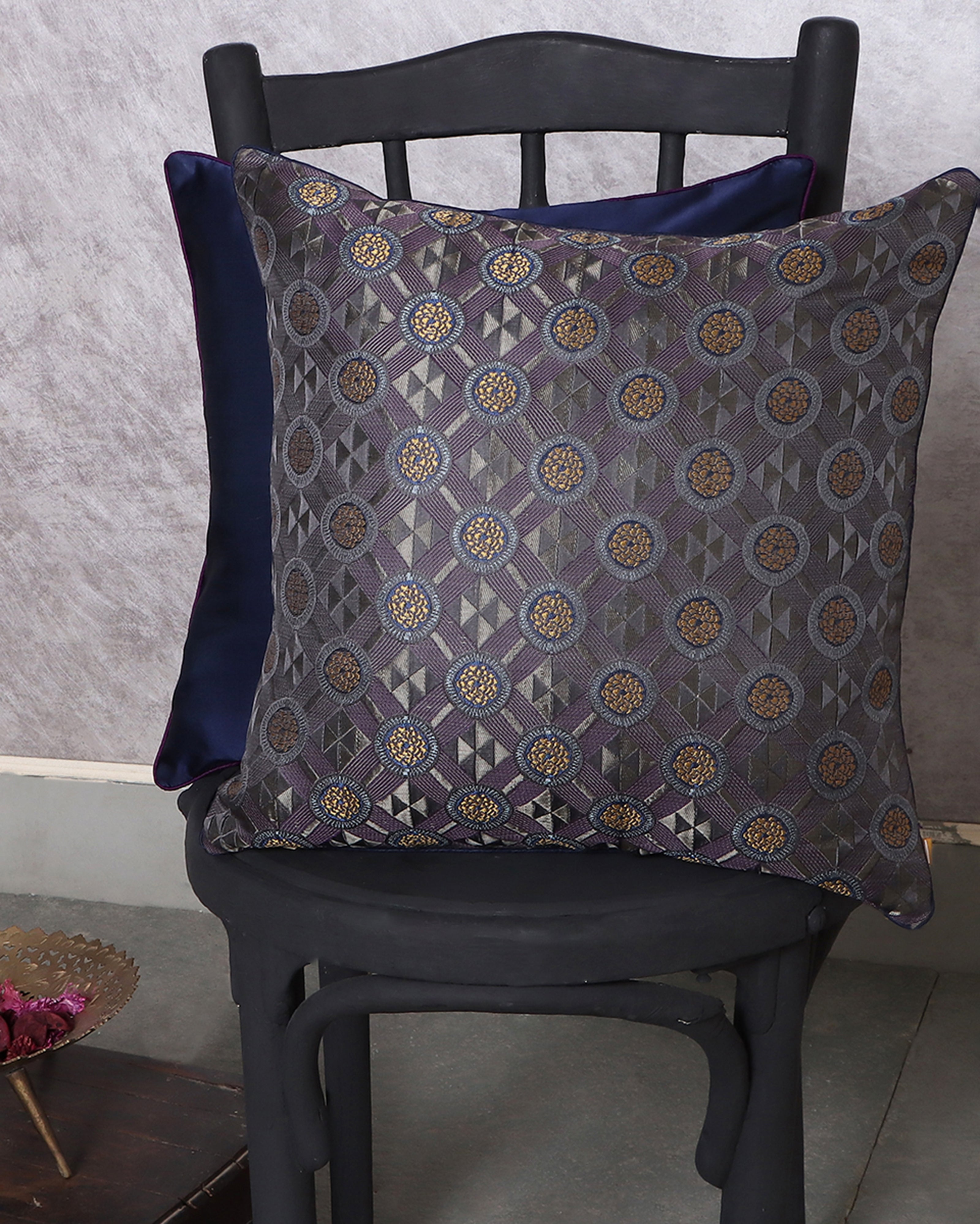 Mrinalini Satin Brocade Silk Cushion Cover - Medium Assorted