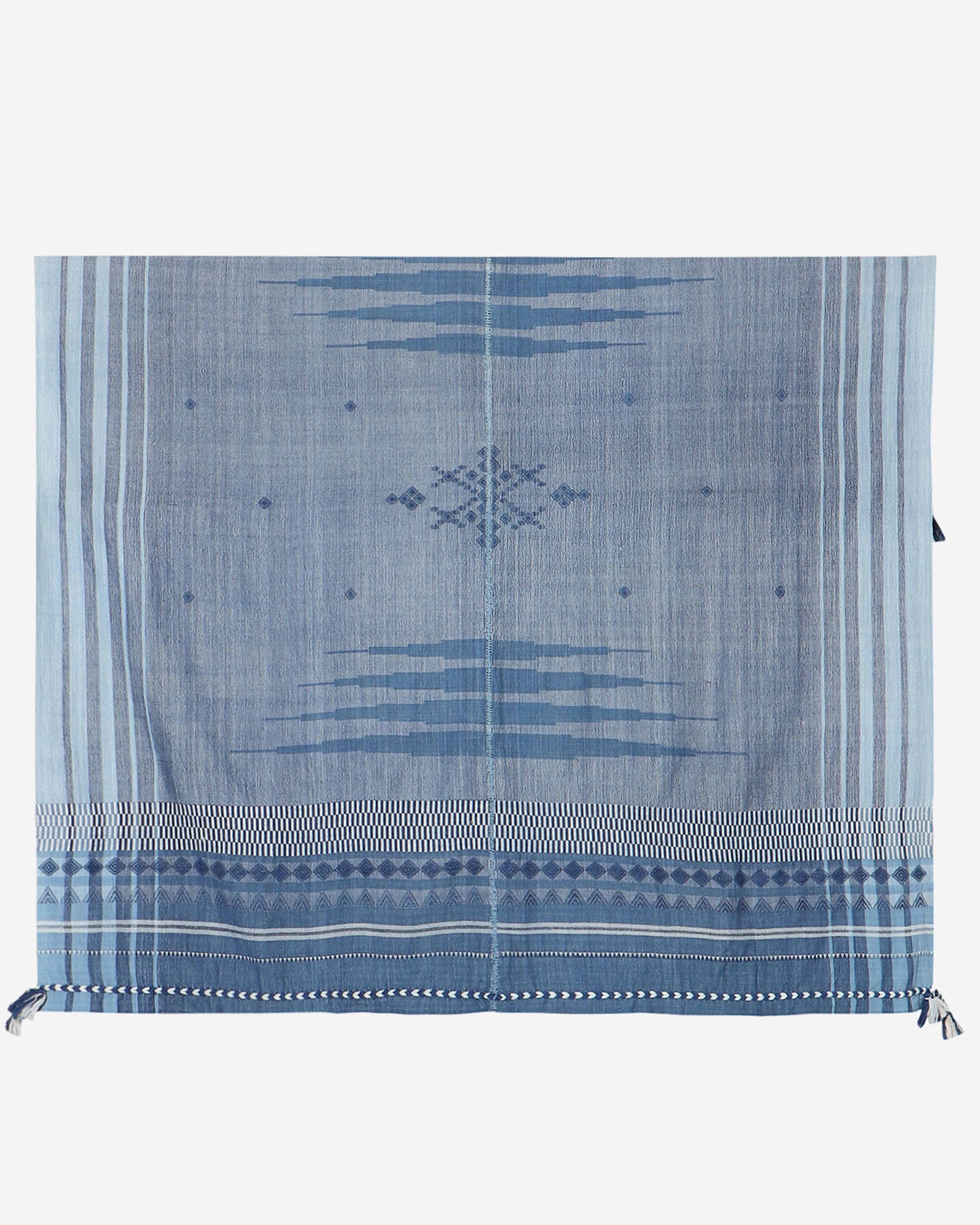 Lakshya Extra Weft Woolen Throw - Light Blue