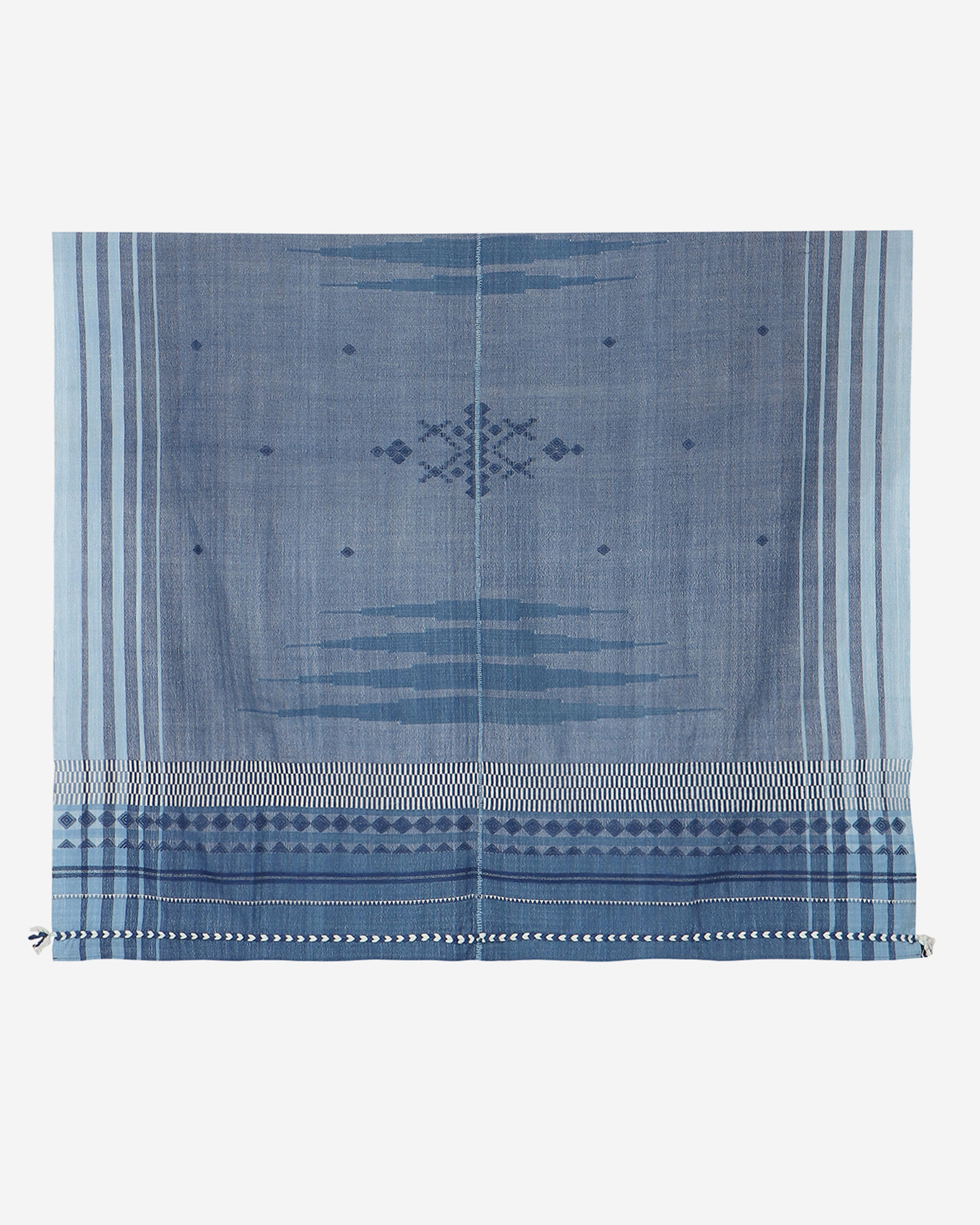 Lakshya Extra Weft Woolen Throw - Medium Blue