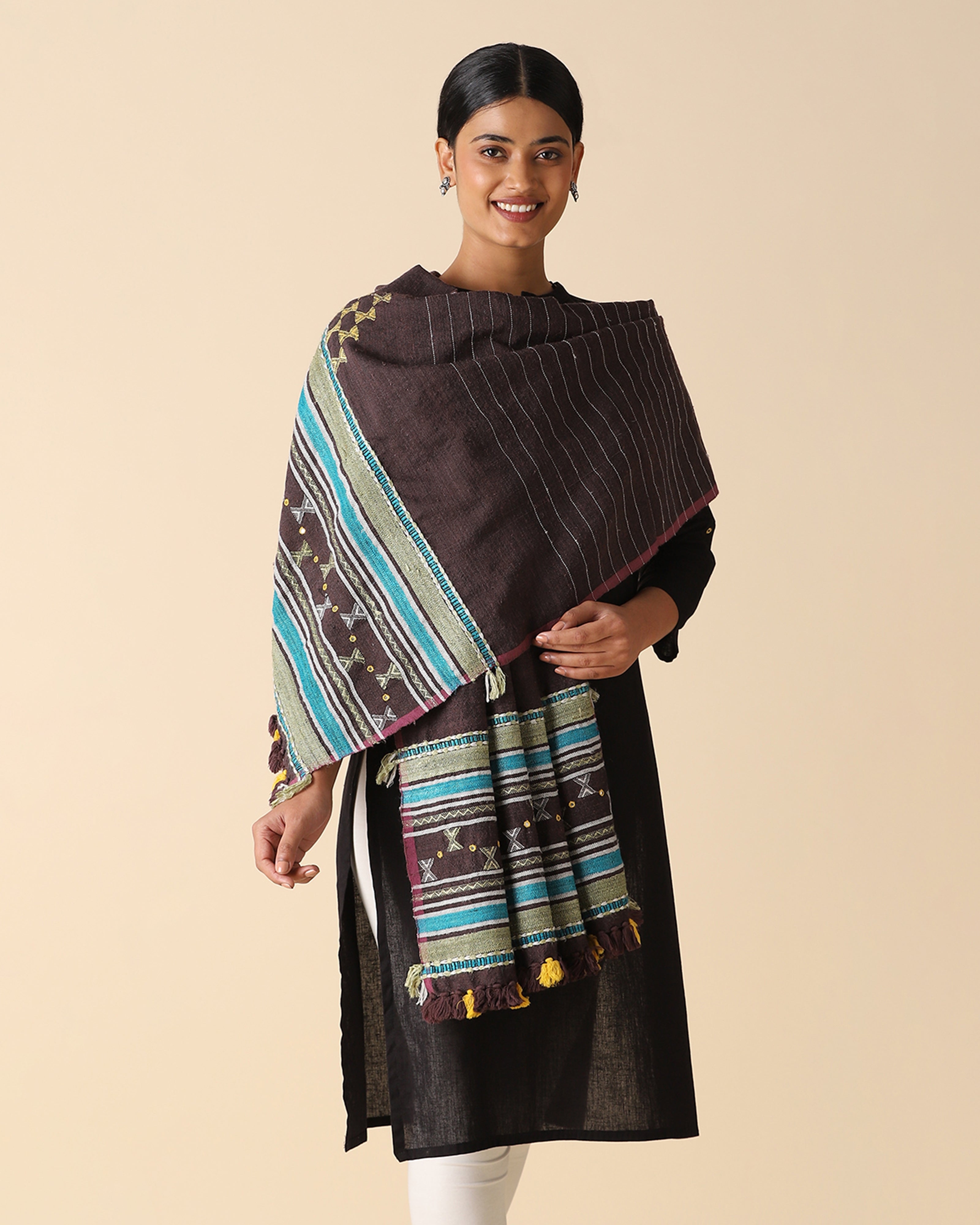Azra Extra Weft Wool Silk Shawl