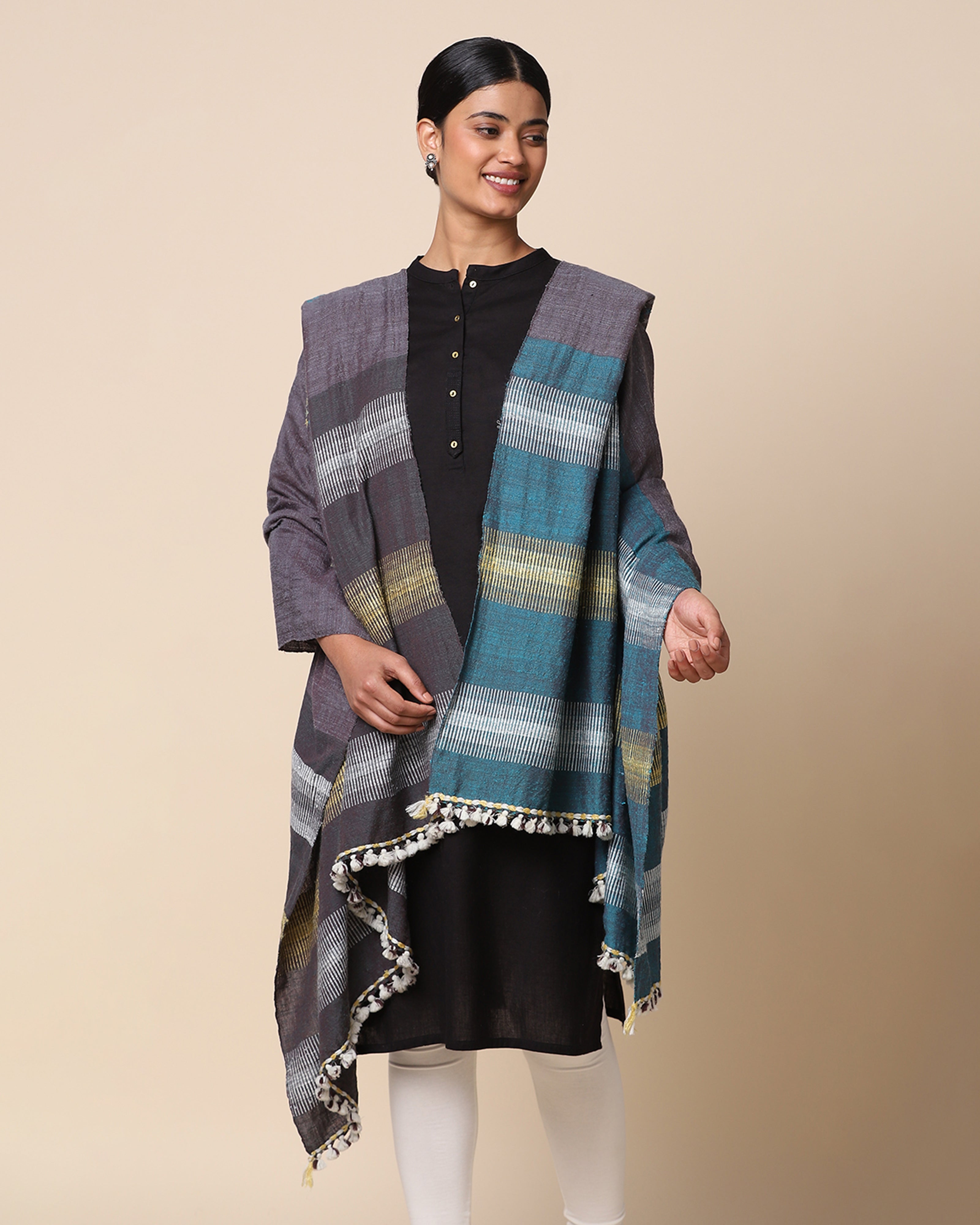 Emira Extra Weft Wool Silk Shawl