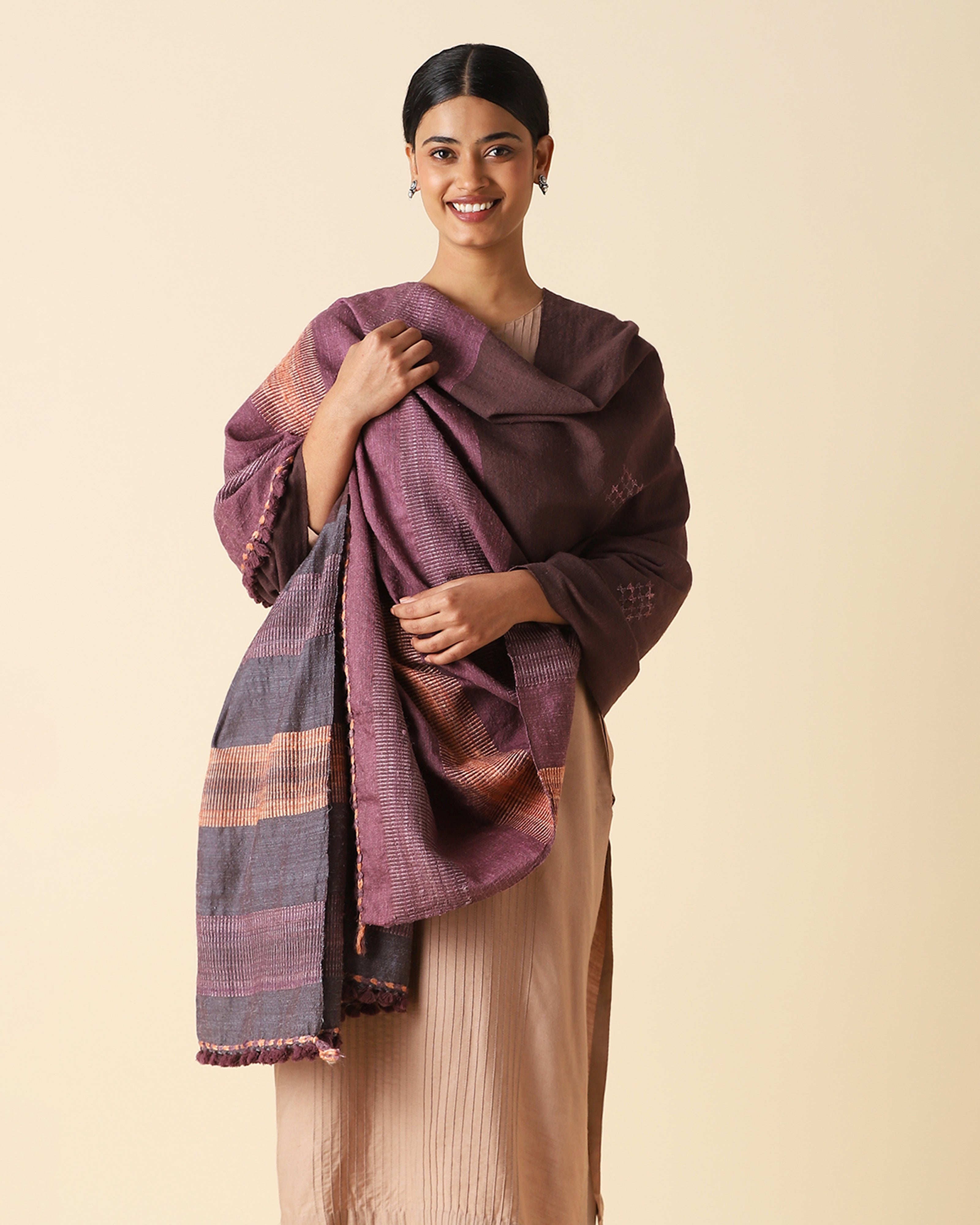 Emira Extra Weft Wool Silk Shawl
