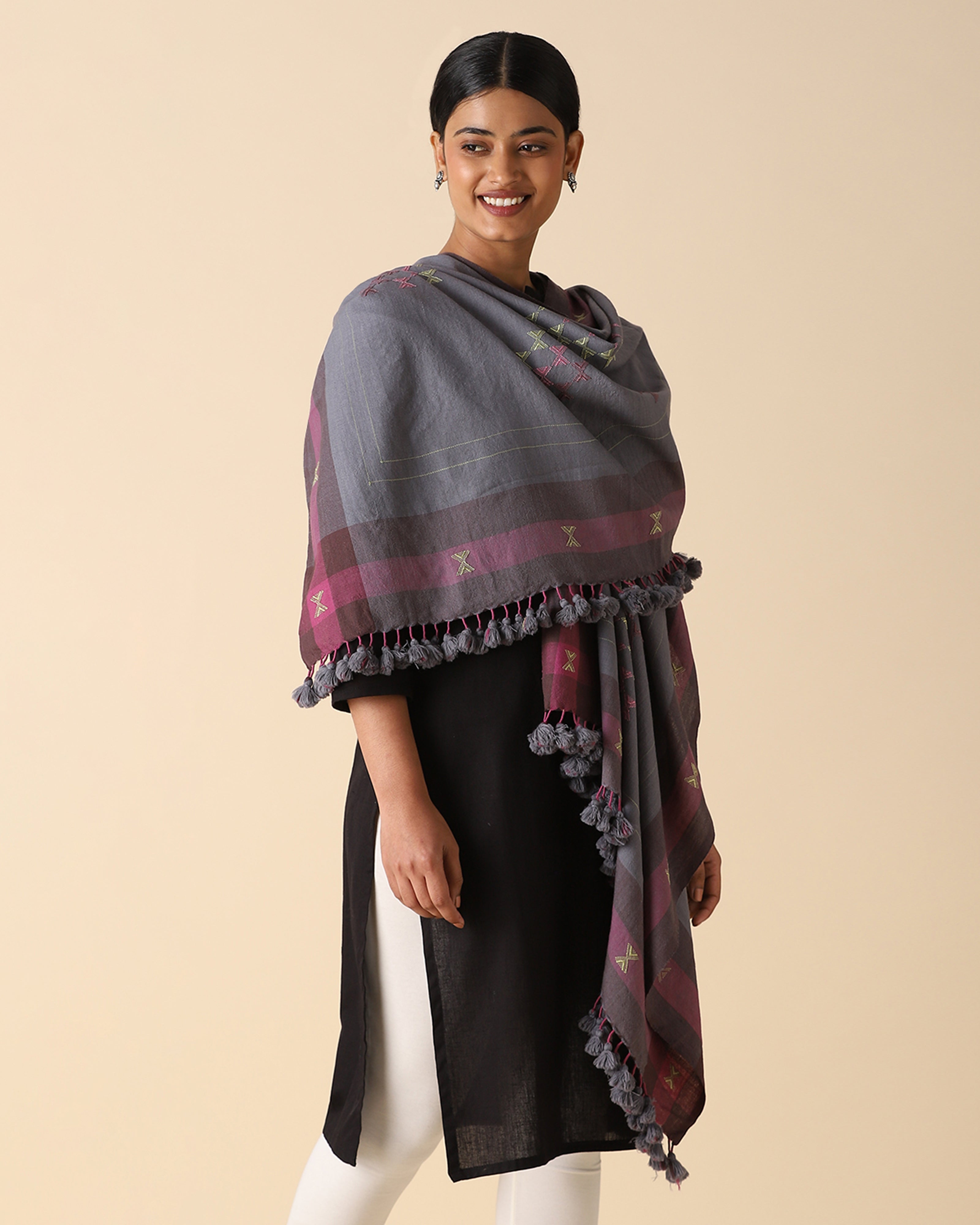 Shahinaz Extra Weft Wool Silk Shawl