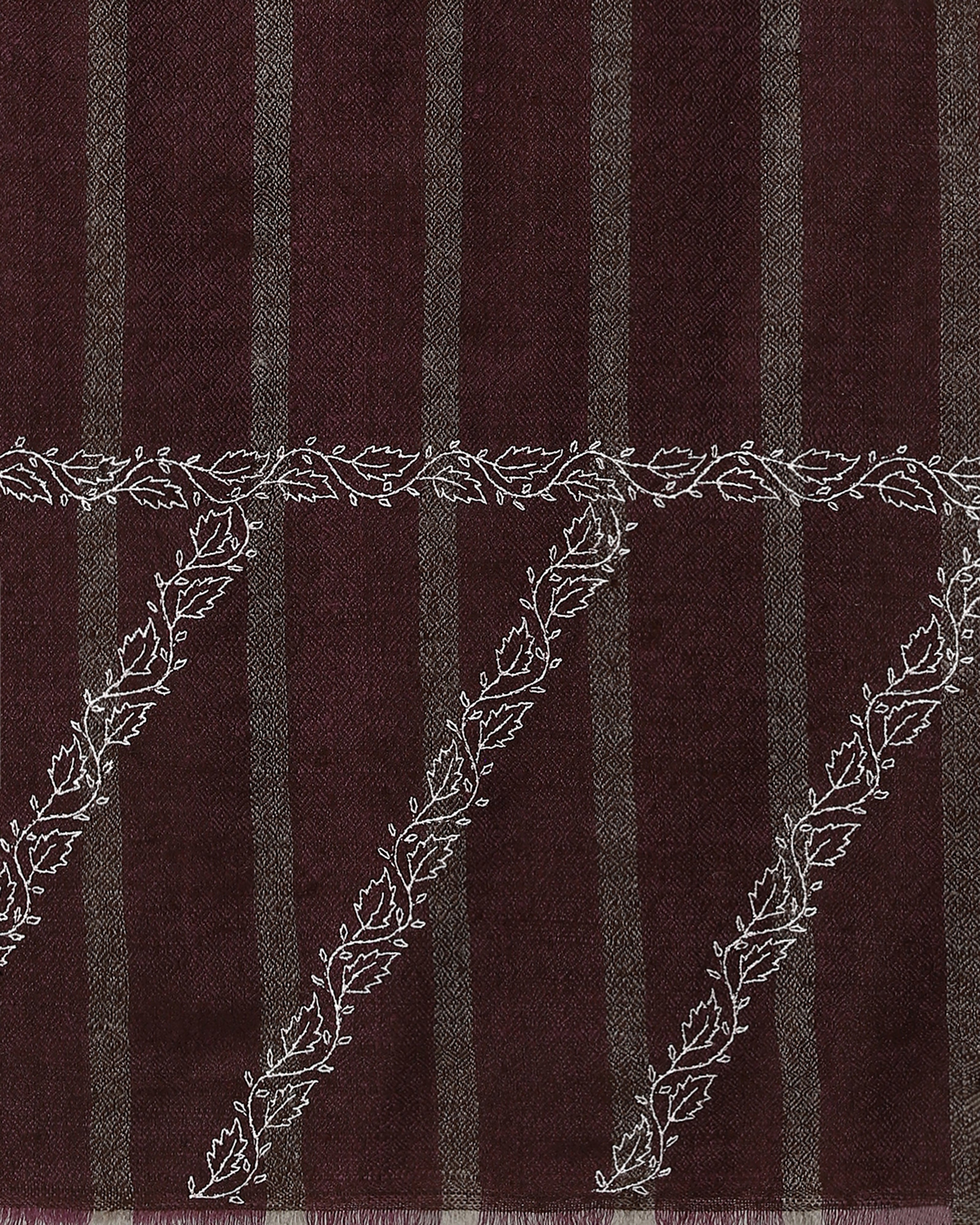 Raushan Sozni Embroidery Pashmina Shawl - Dark Brown