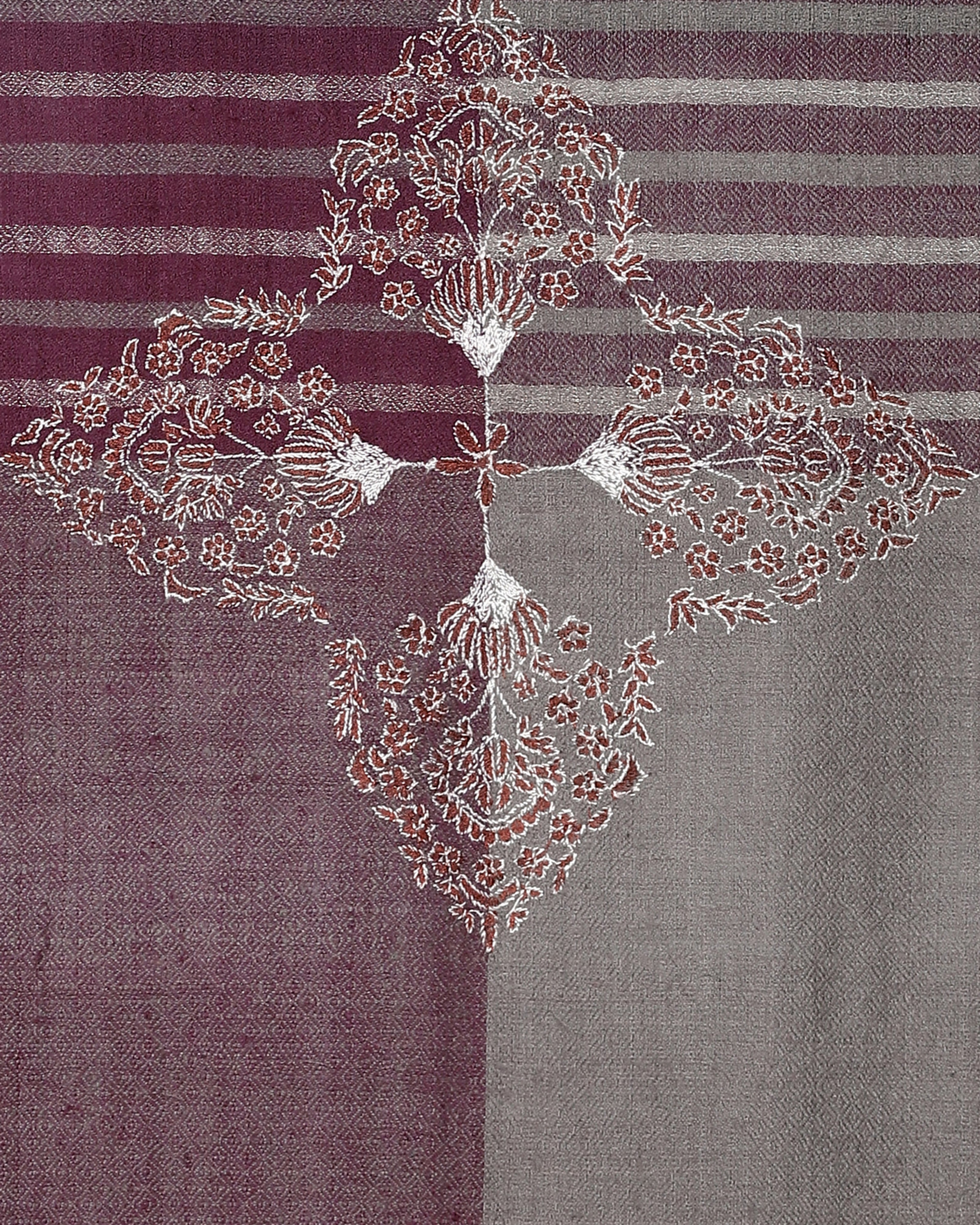 Jahanara Sozni Embroidery Pashmina Shawl - Medium Grey