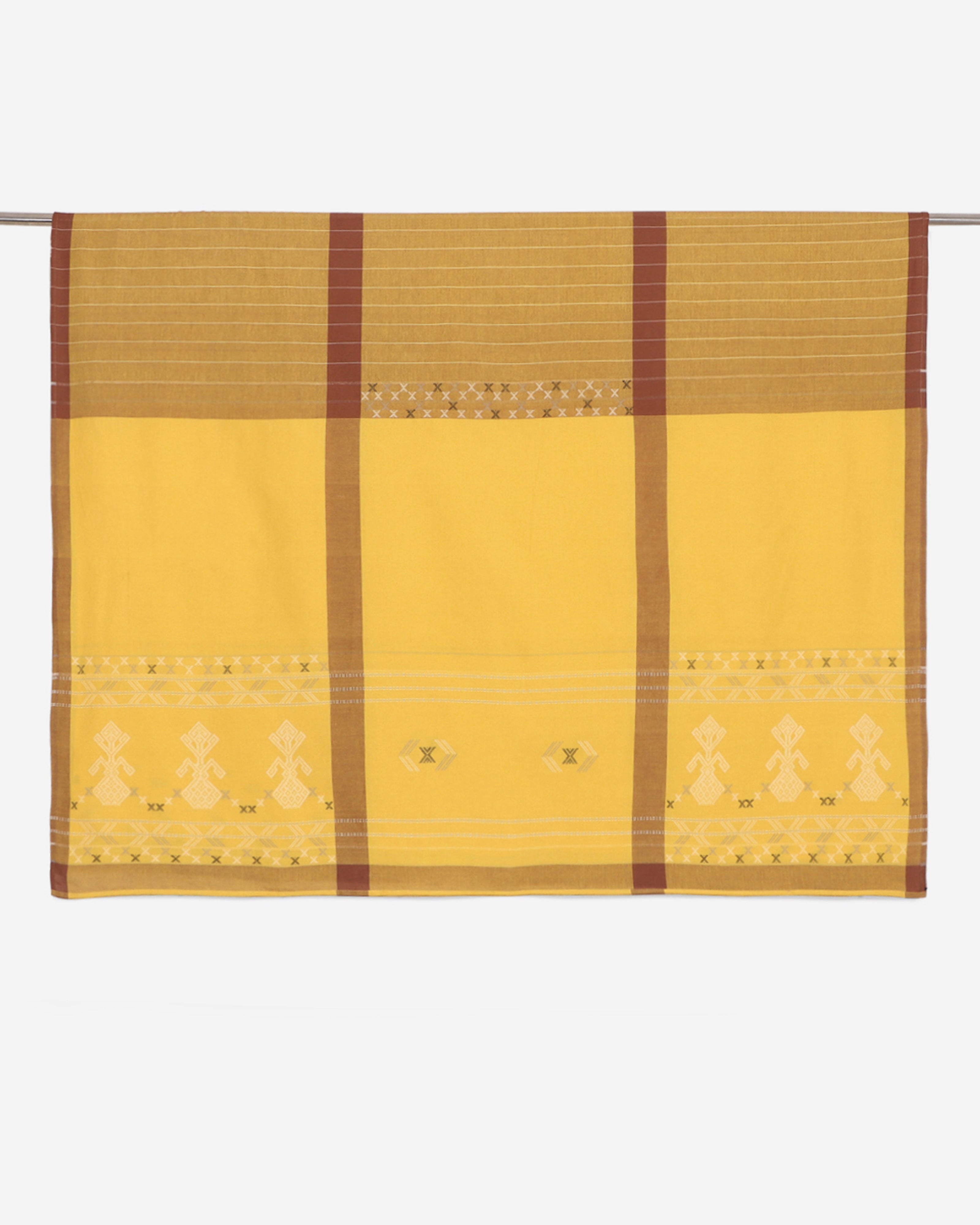 Chaavi Extra Weft Cotton Bed Cover - Medium Yellow