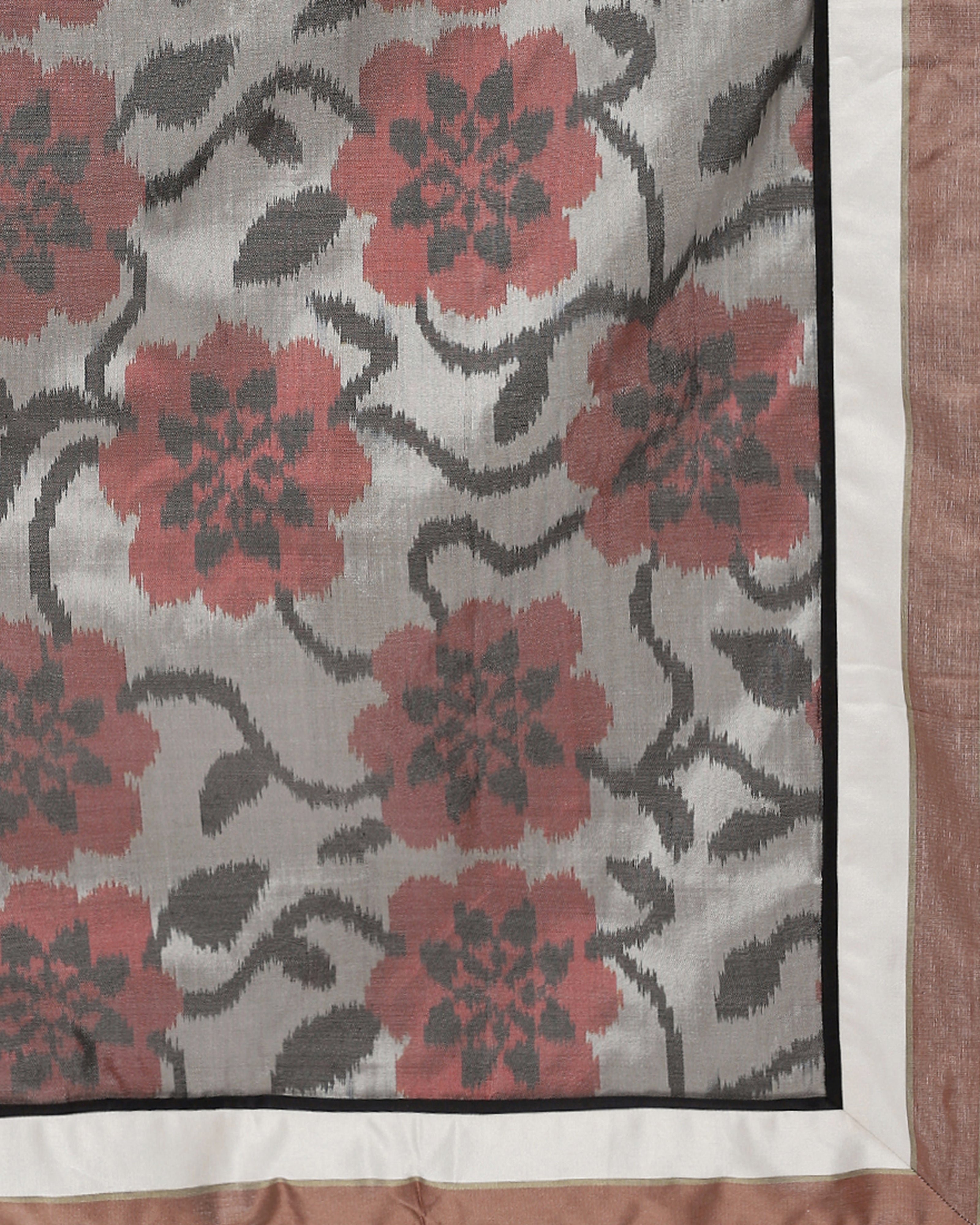 Ajeya Weft Ikat Silk Bed Cover - Medium Red